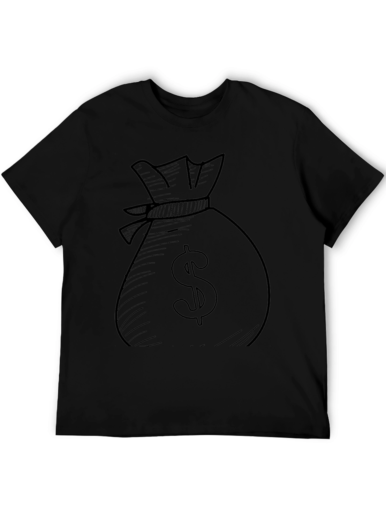 Money Bag Graphic Tee - Black Cotton Blend