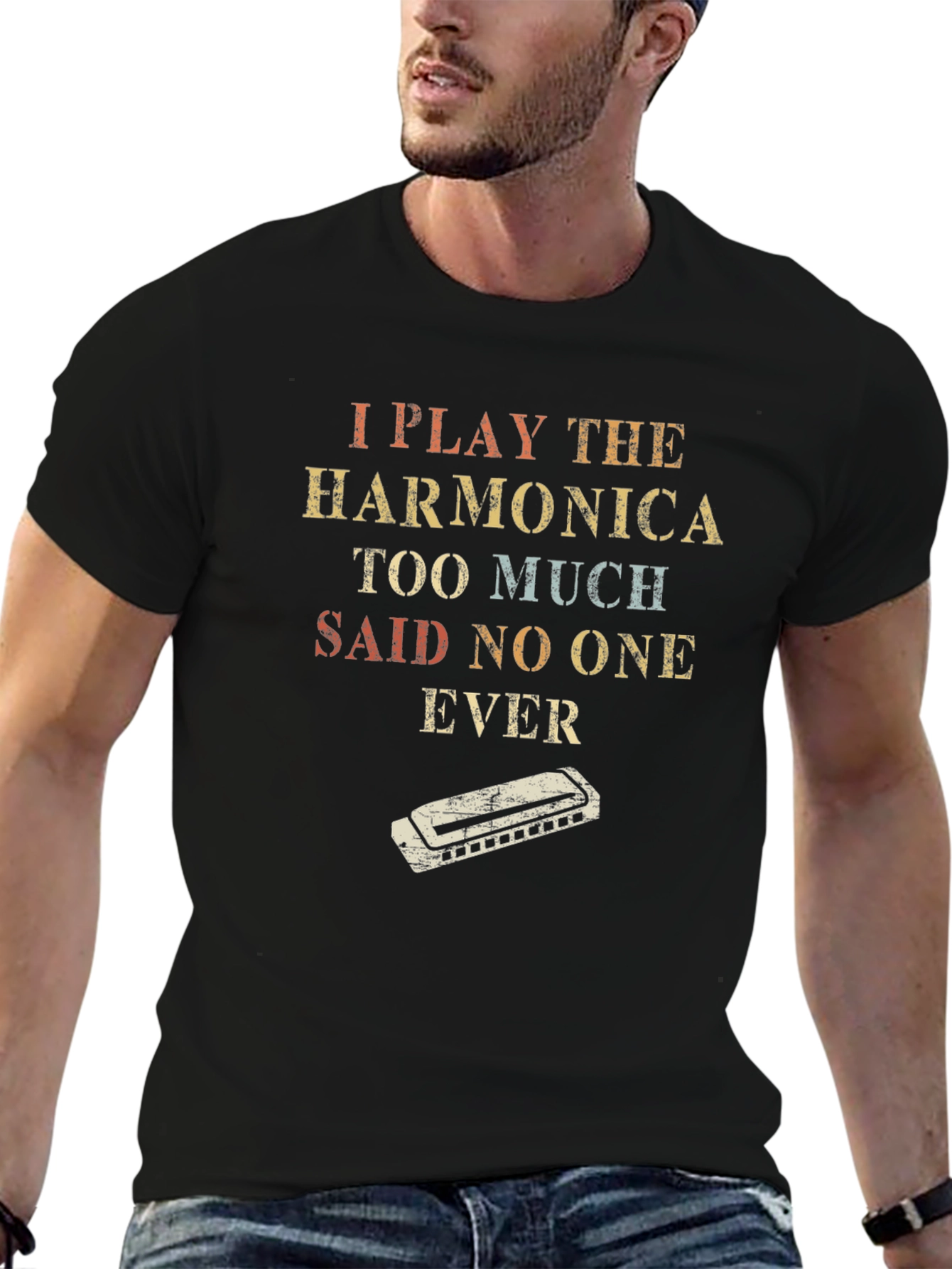 Harmonica Player T-Shirt - Funny Music Tee