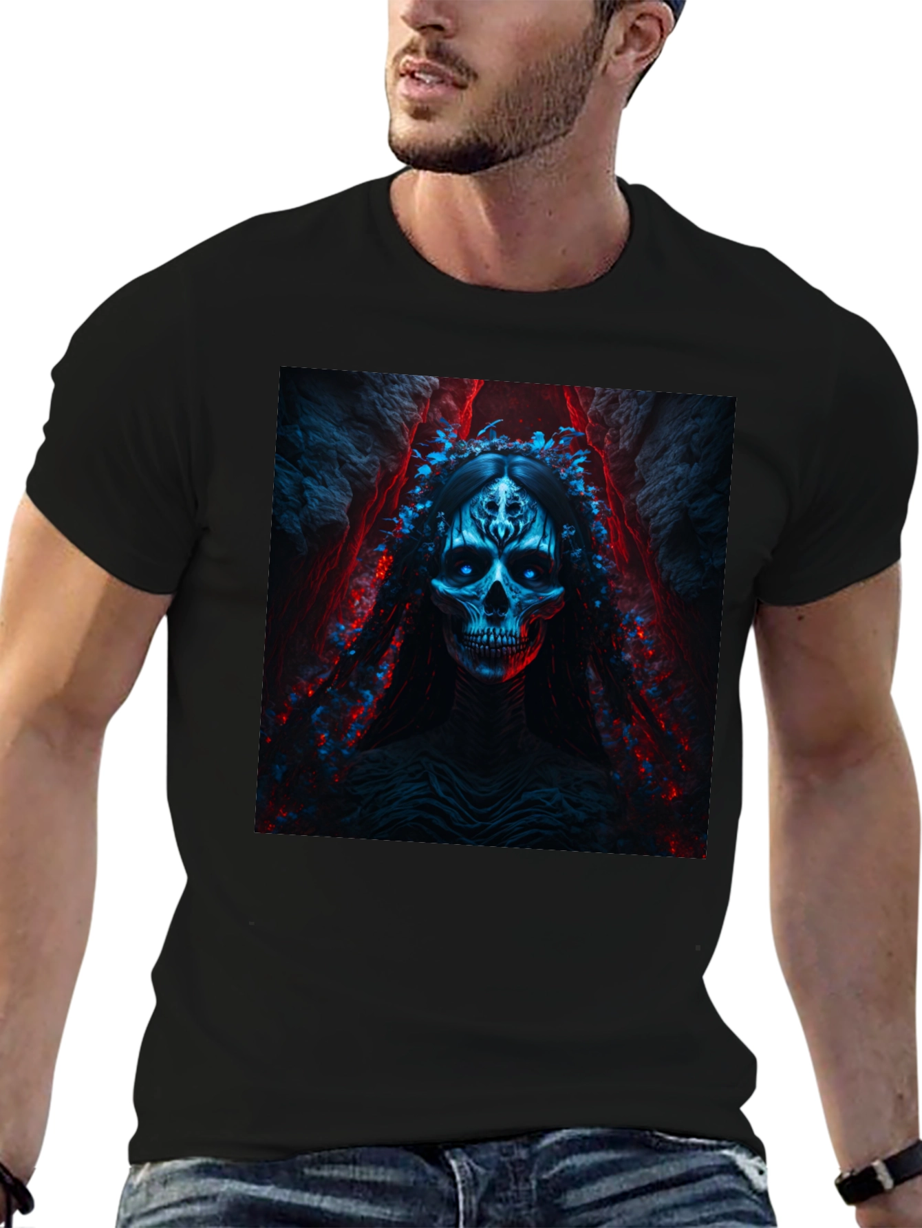 Skull Queen Graphic Tee - Gothic Style Black T-Shirt
