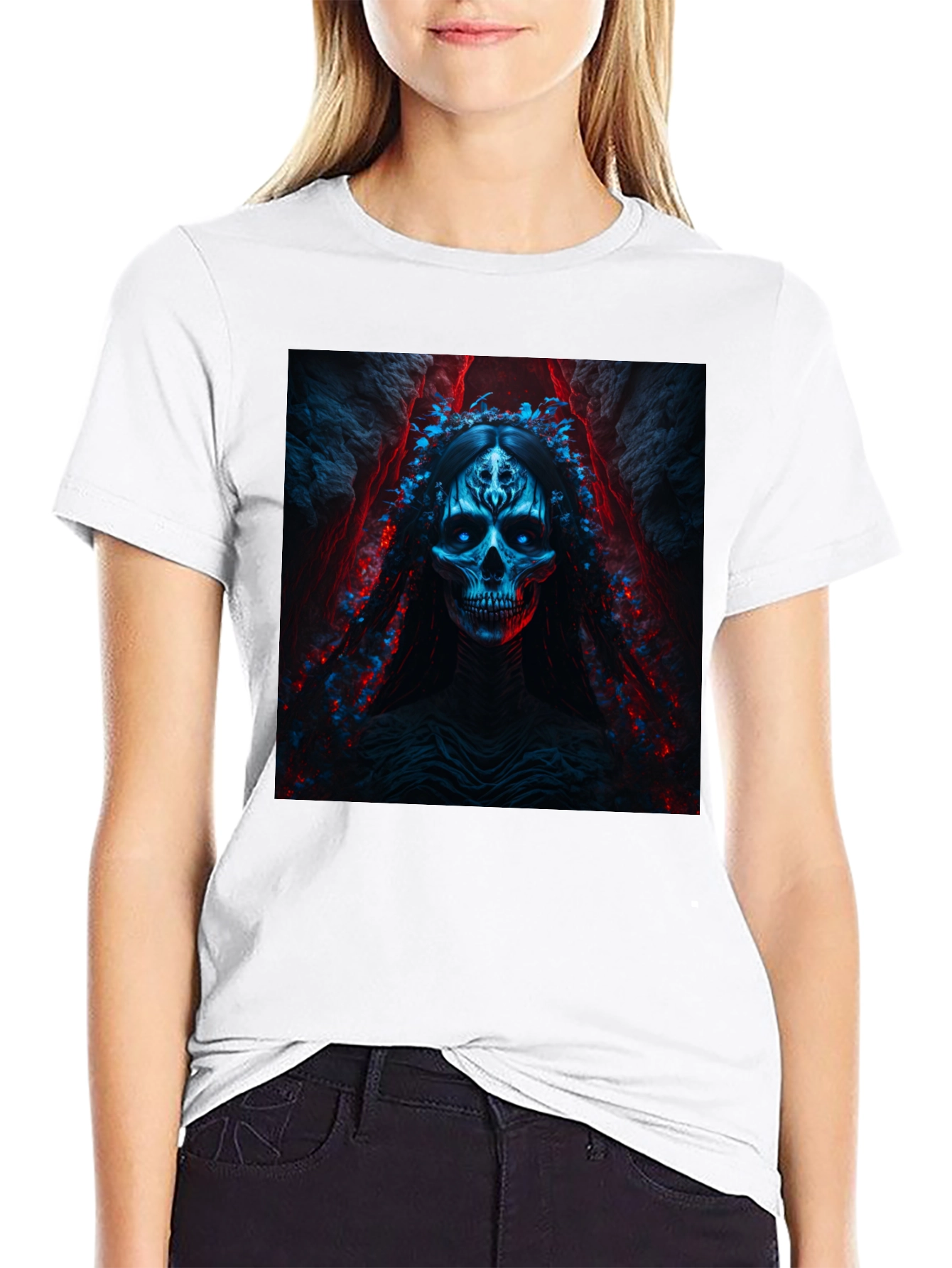 Skull Queen Graphic Tee - Gothic Style Black T-Shirt