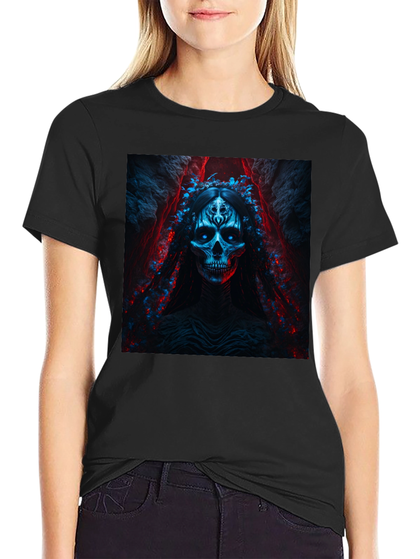 Skull Queen Graphic Tee - Gothic Style Black T-Shirt