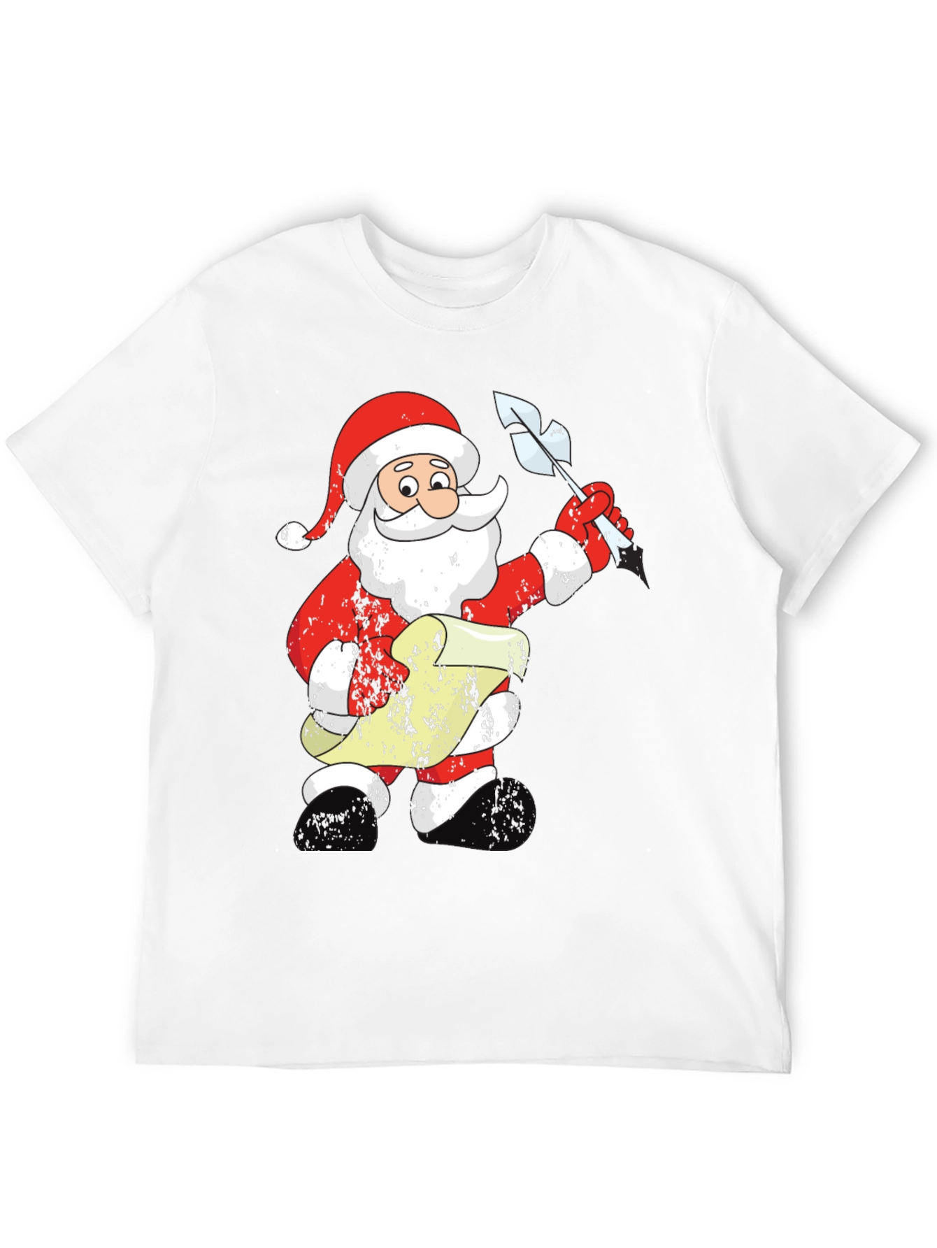 Festive Santa List Black T-Shirt