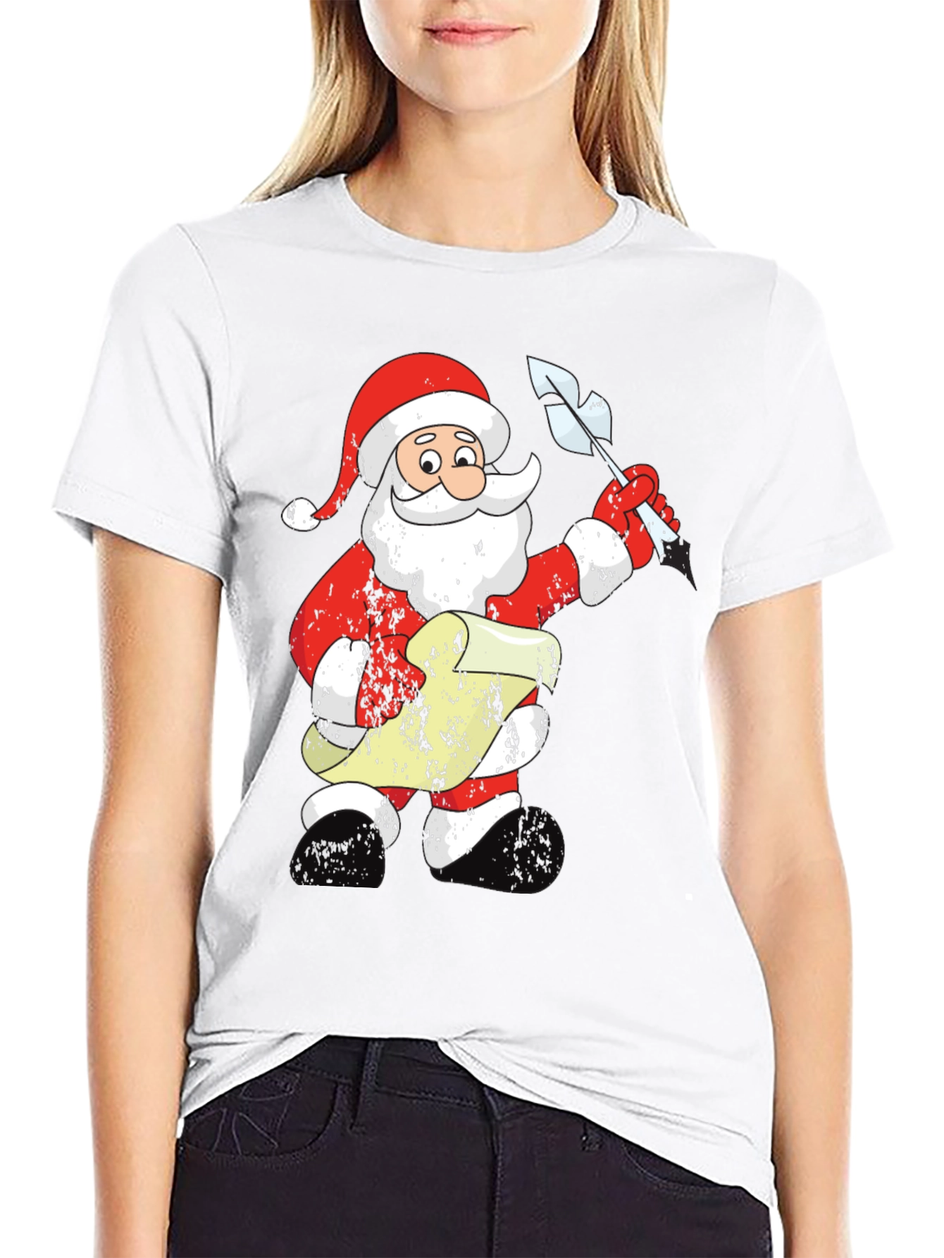 Festive Santa List Black T-Shirt
