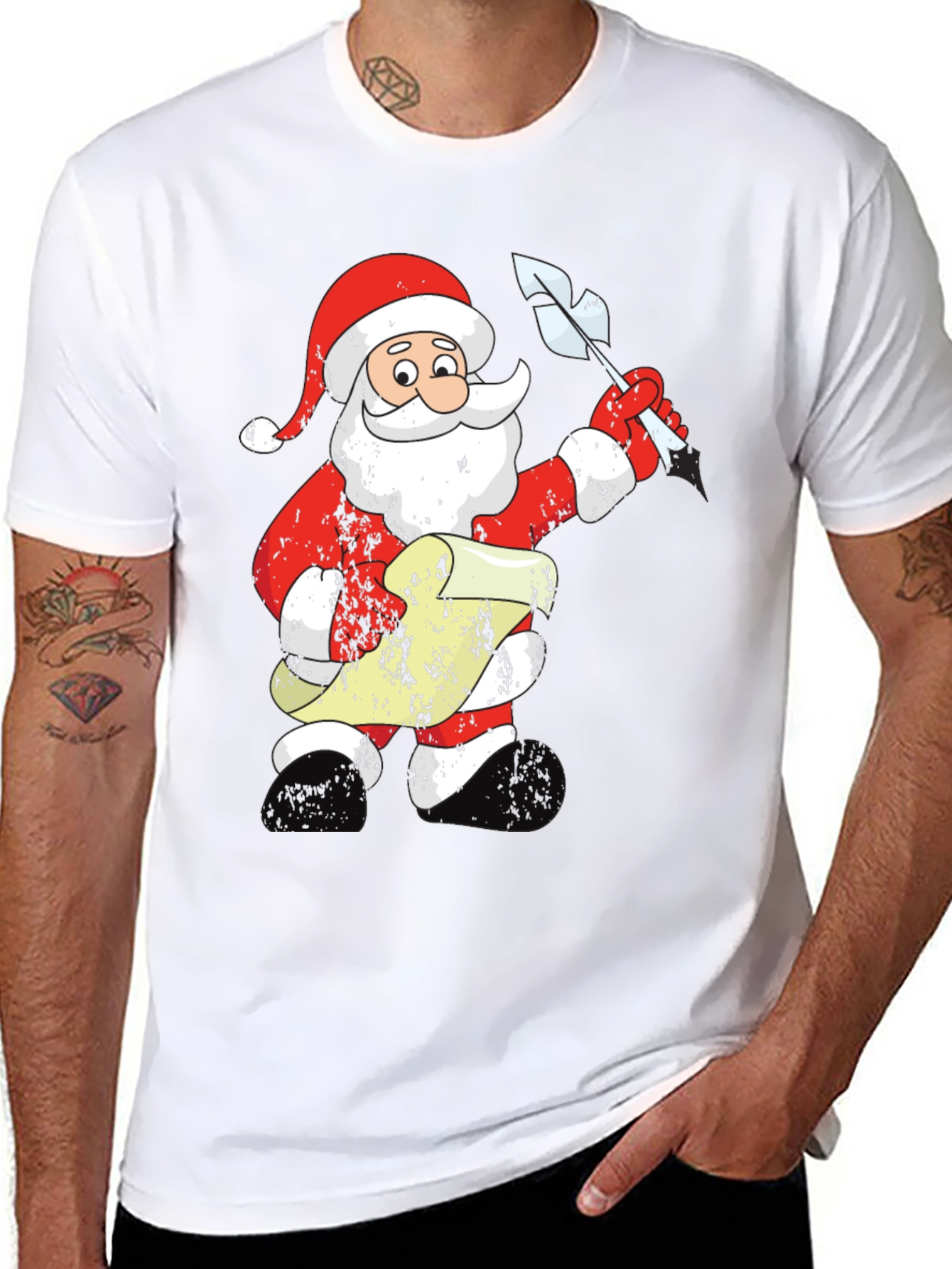 Festive Santa List Black T-Shirt