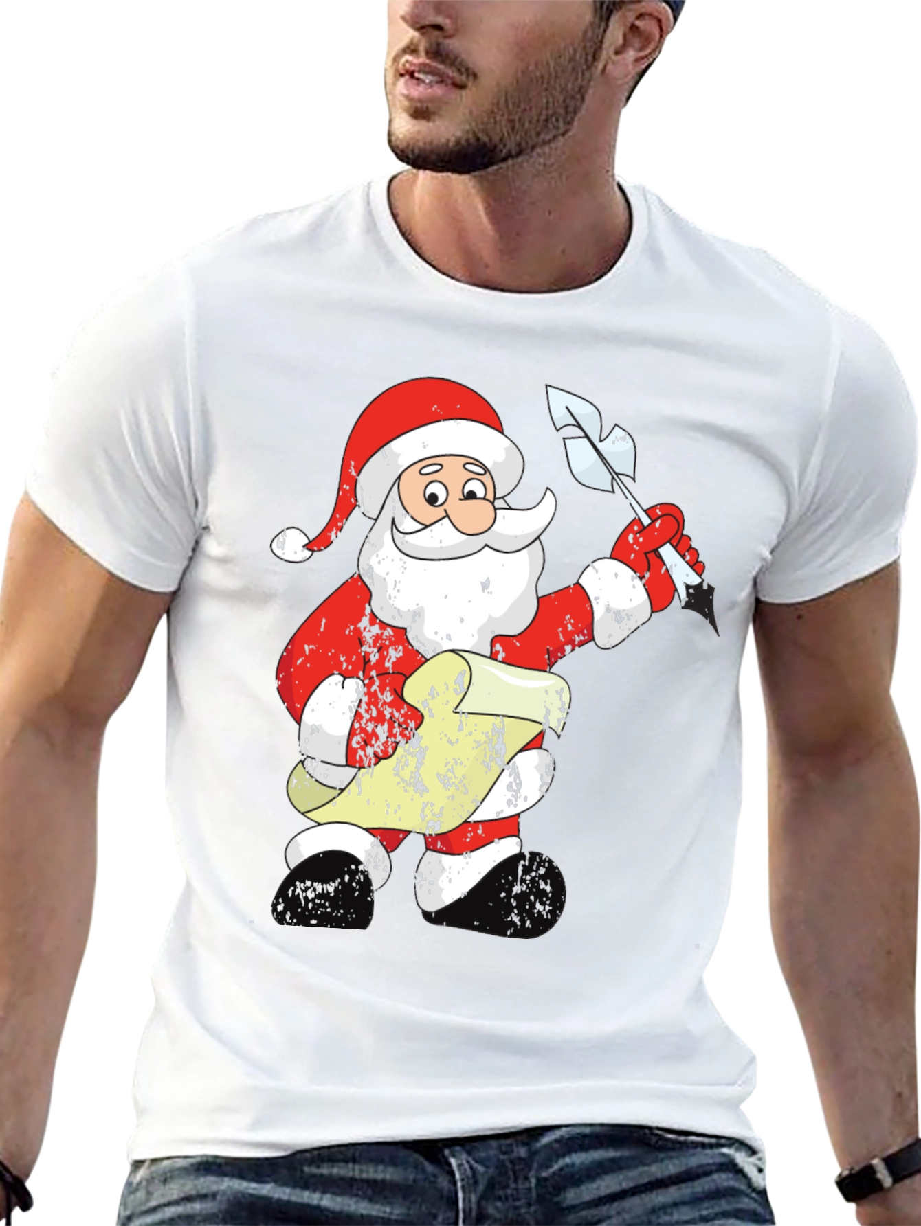 Festive Santa List Black T-Shirt
