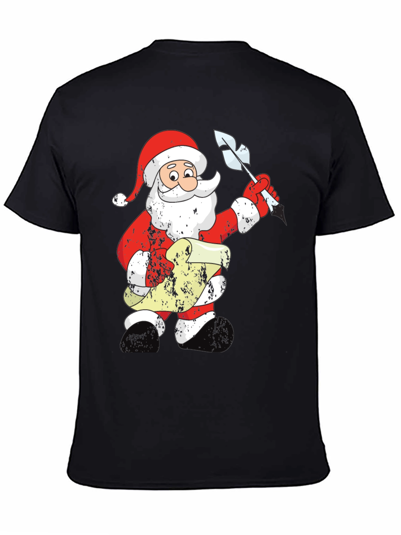 Festive Santa List Black T-Shirt