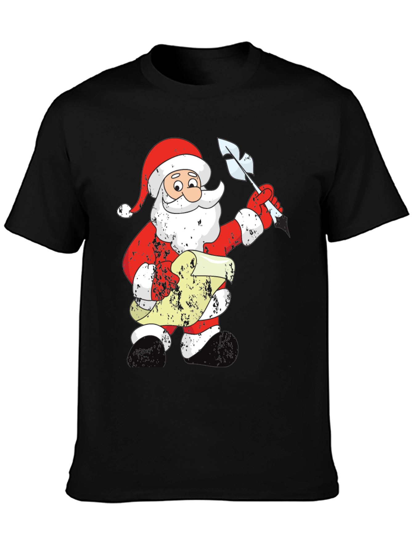 Festive Santa List Black T-Shirt