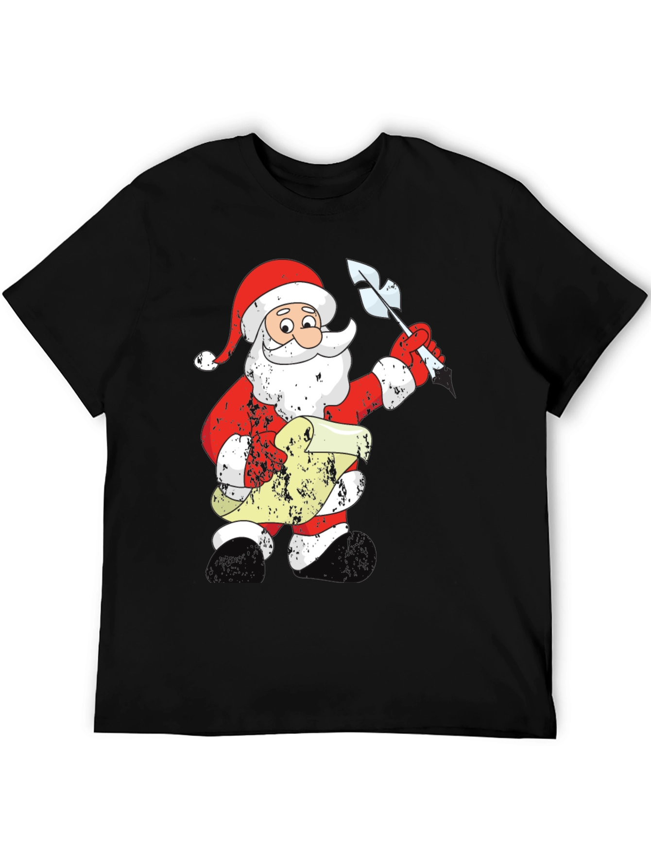 Festive Santa List Black T-Shirt
