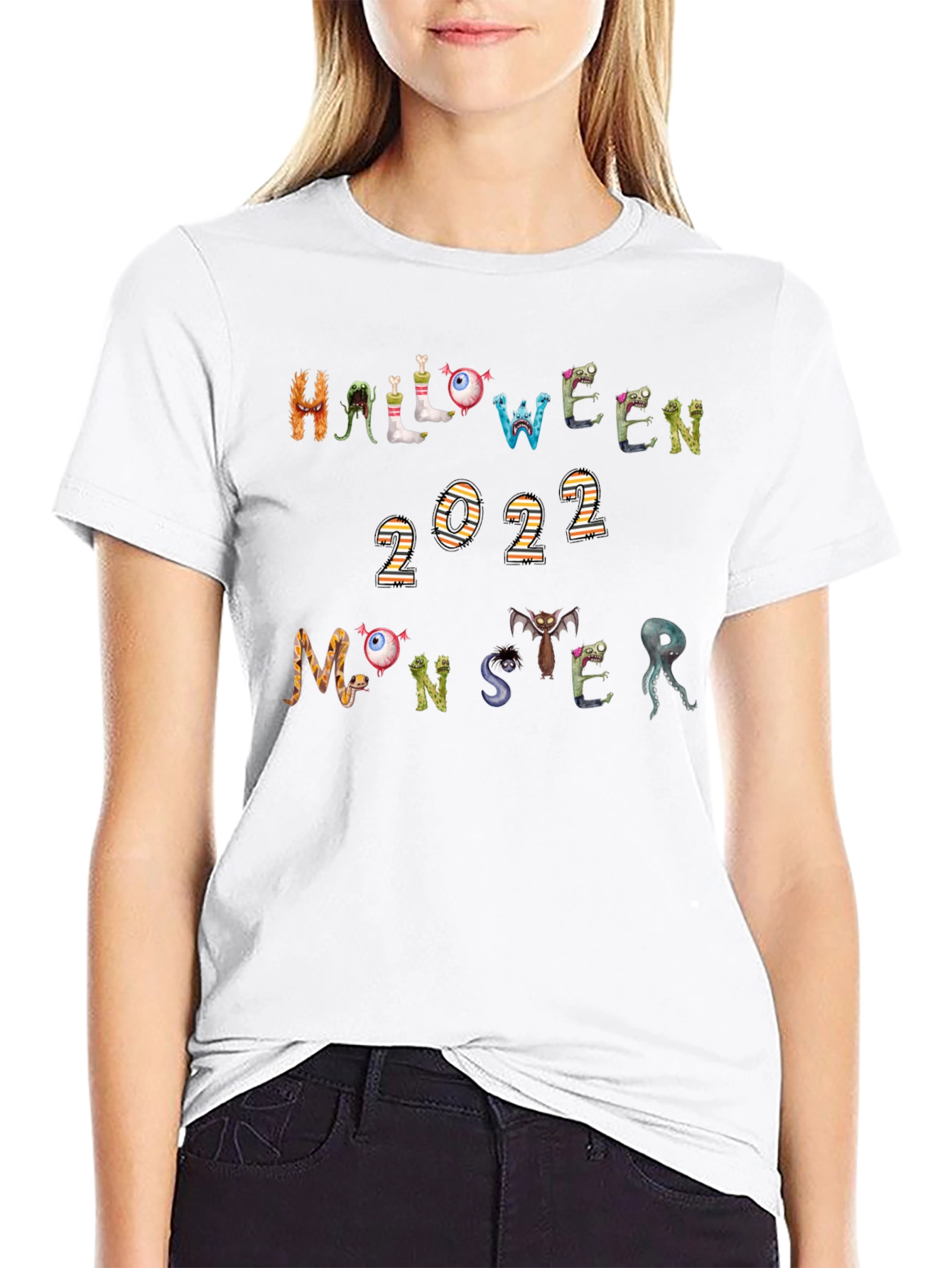 Halloween Monster 2022 Black Graphic T-Shirt