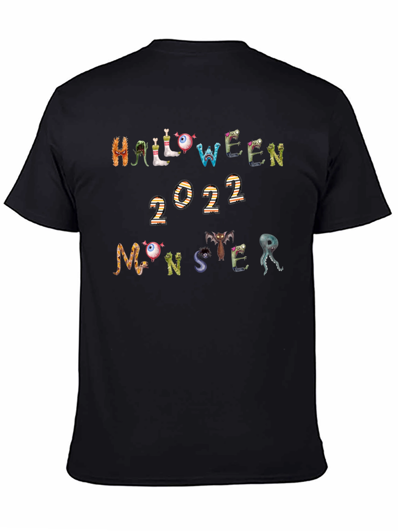 Halloween Monster 2022 Black Graphic T-Shirt