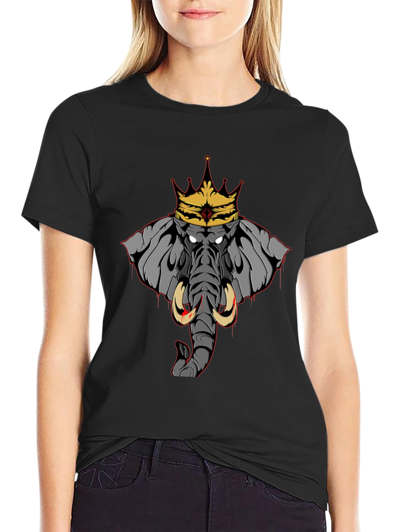 Elephant King Graphic Tee - Black Cotton T-Shirt
