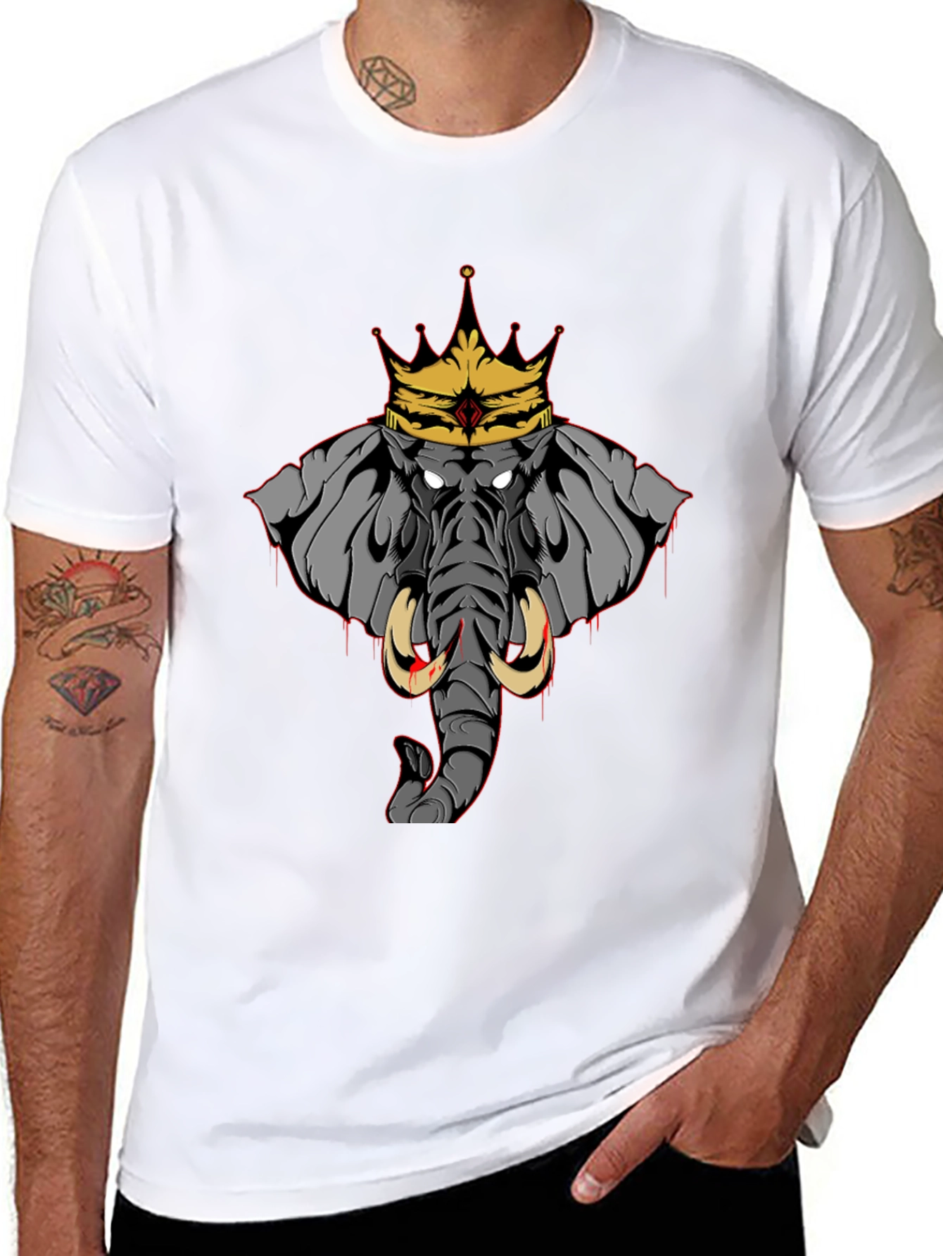 Elephant King Graphic Tee - Black Cotton T-Shirt
