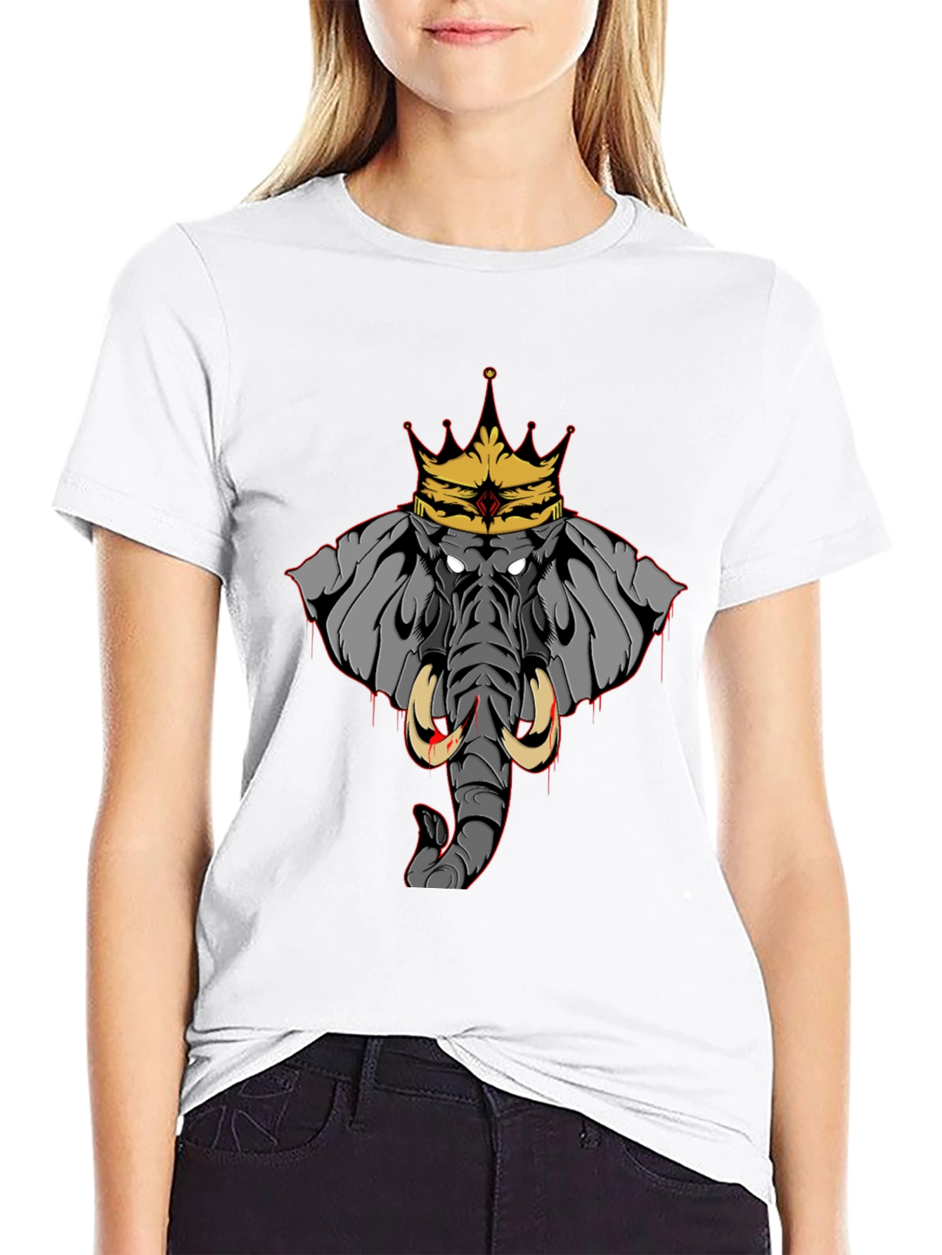 Elephant King Graphic Tee - Black Cotton T-Shirt