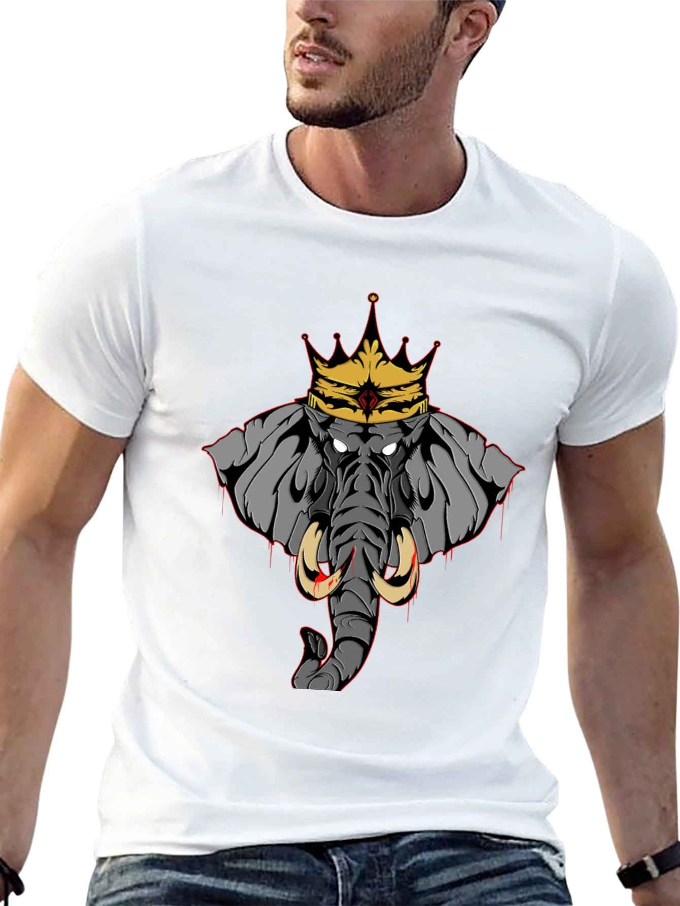 Elephant King Graphic Tee - Black Cotton T-Shirt