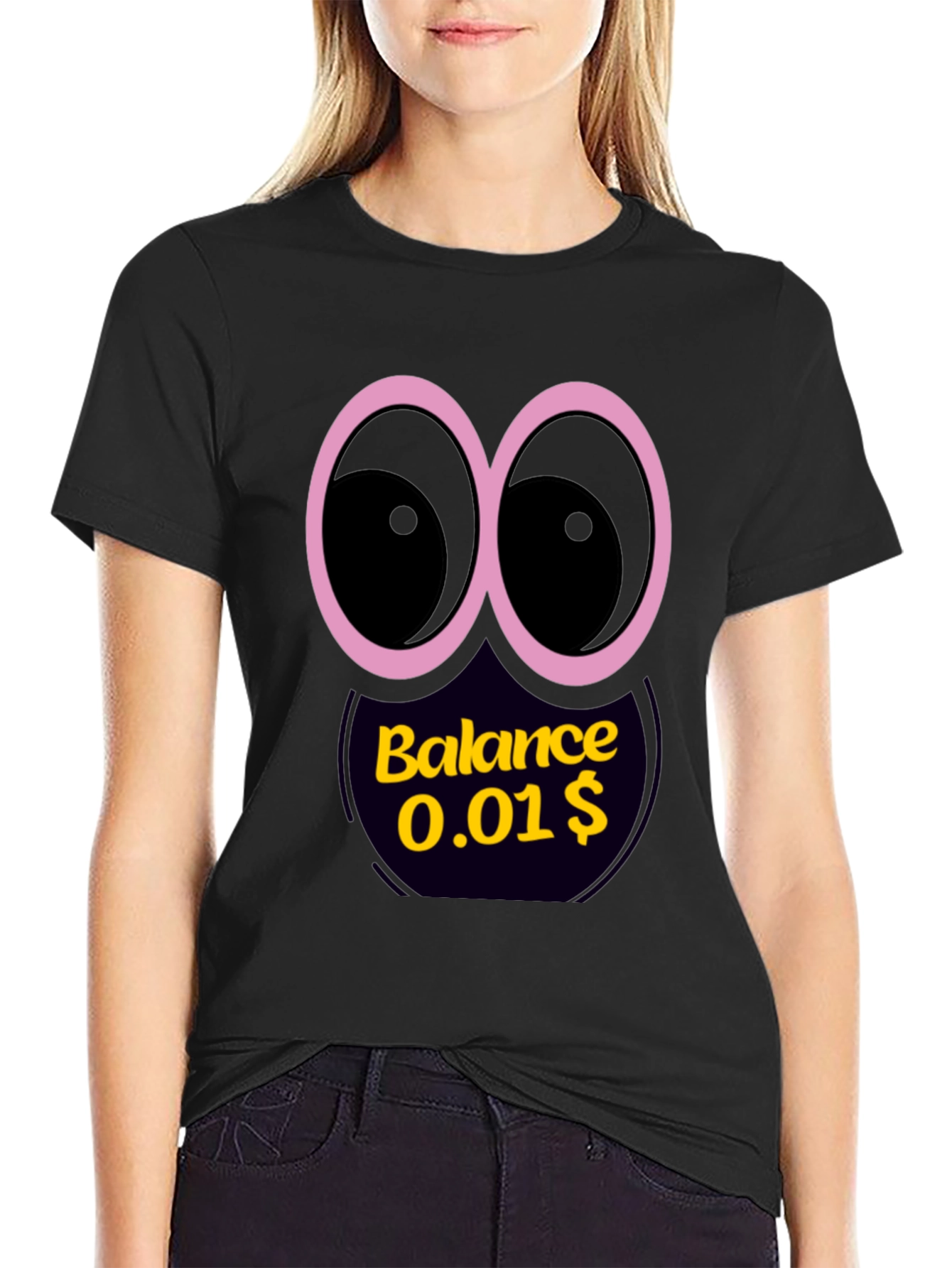 Funny Balance Graphic Black T-Shirt