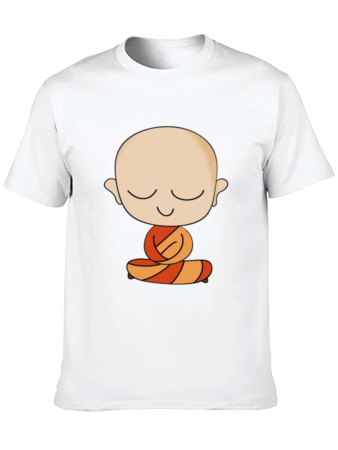 Meditating Monk Cartoon Black T-Shirt