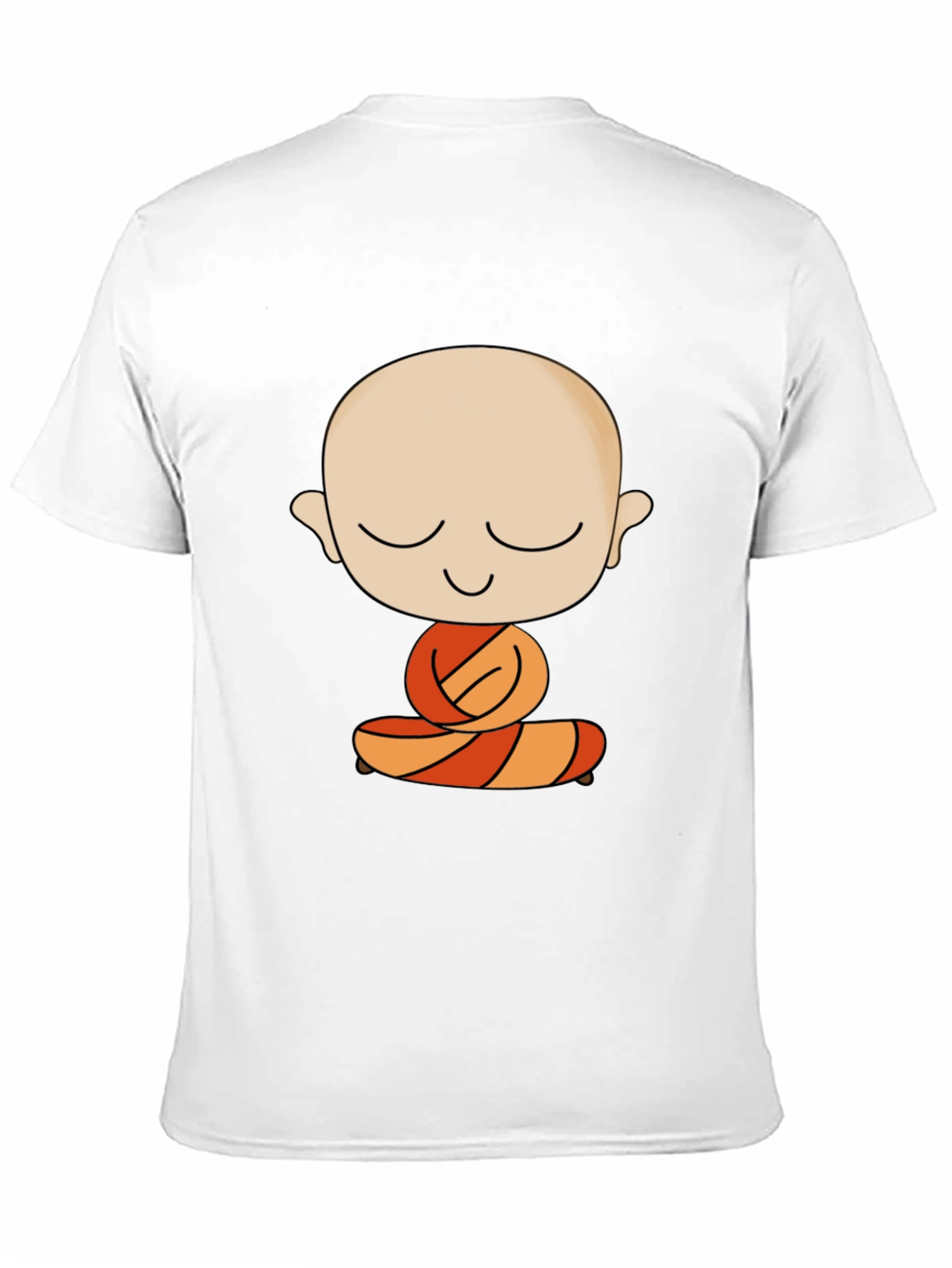 Meditating Monk Cartoon Black T-Shirt