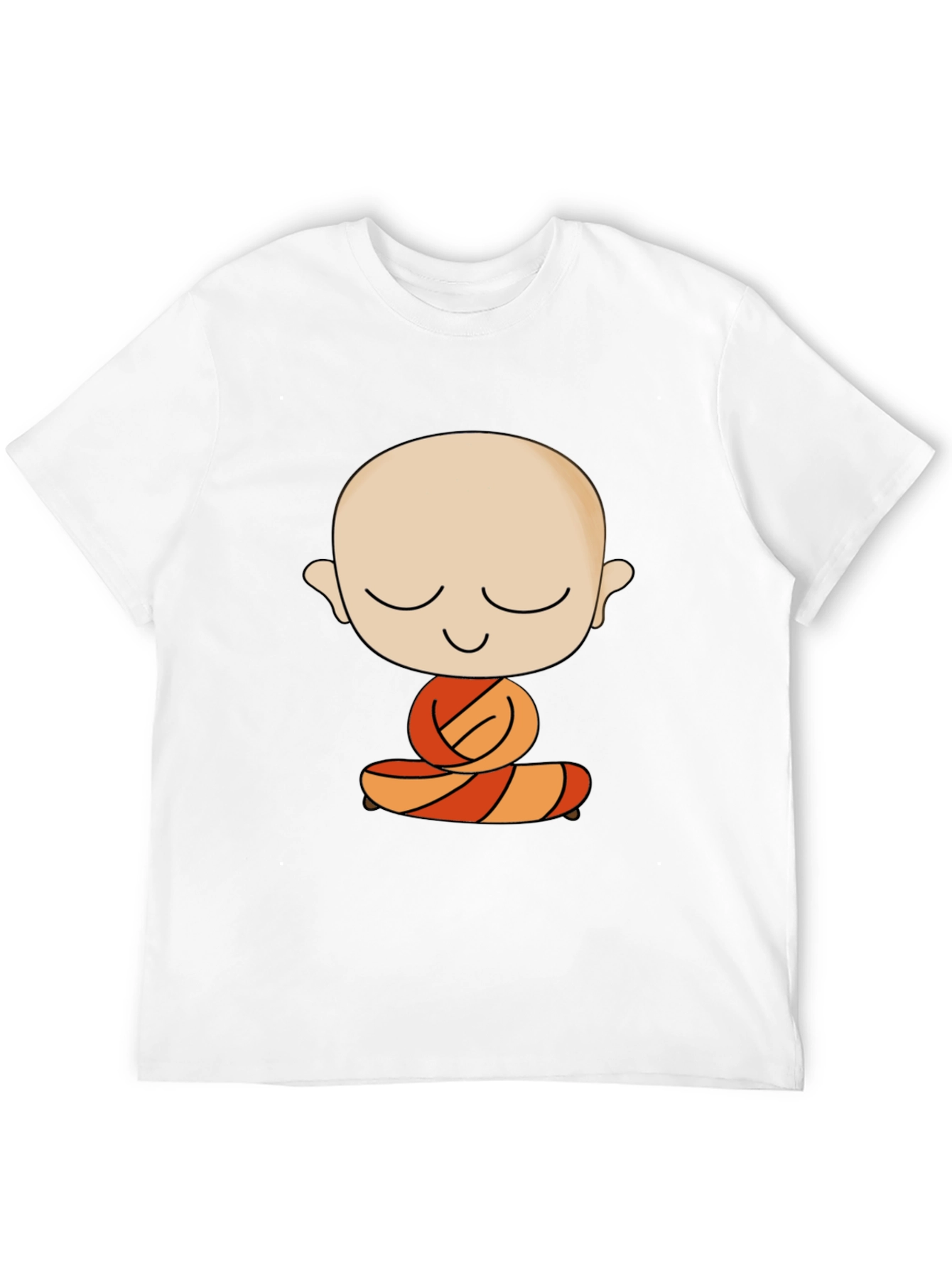 Meditating Monk Cartoon Black T-Shirt