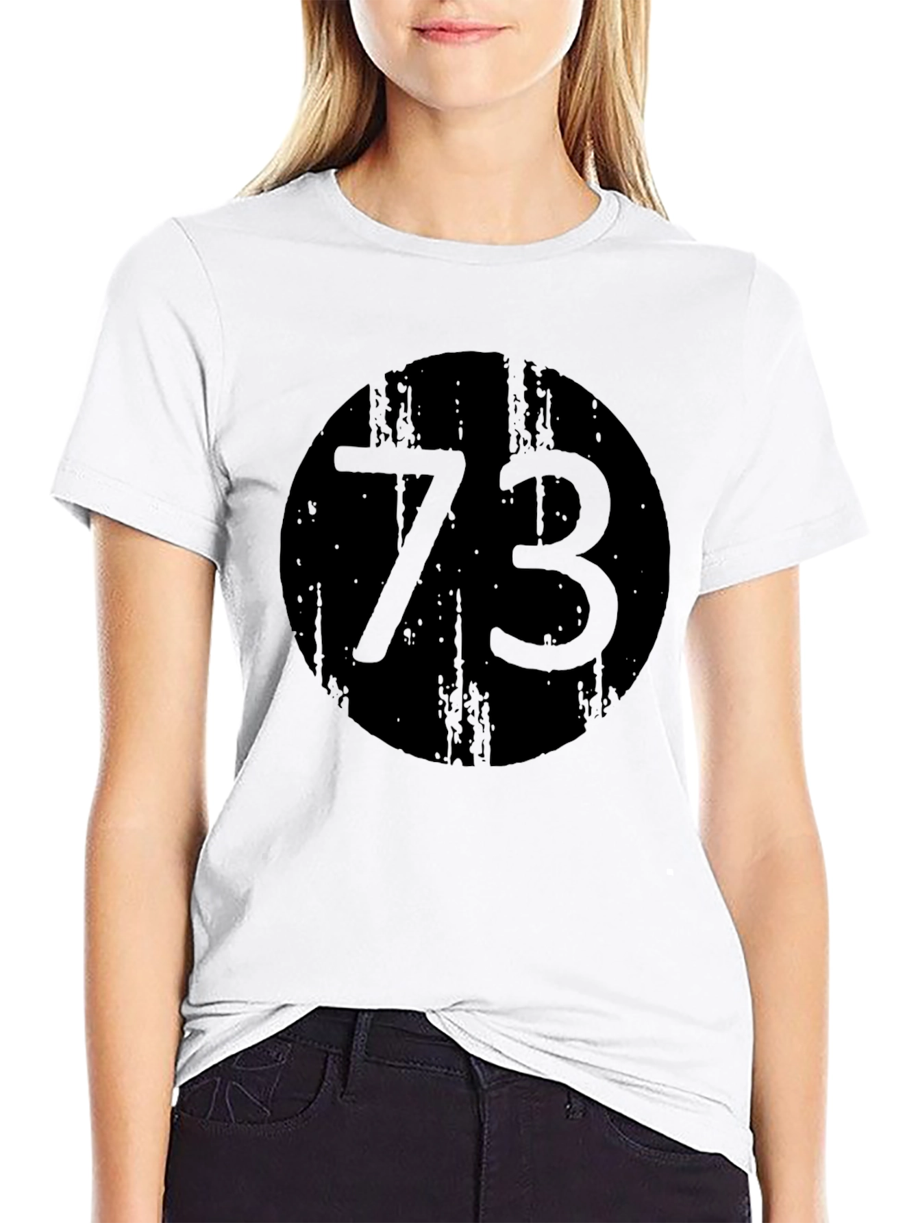 Mens Black T-Shirt - Number 73 Graphic Print