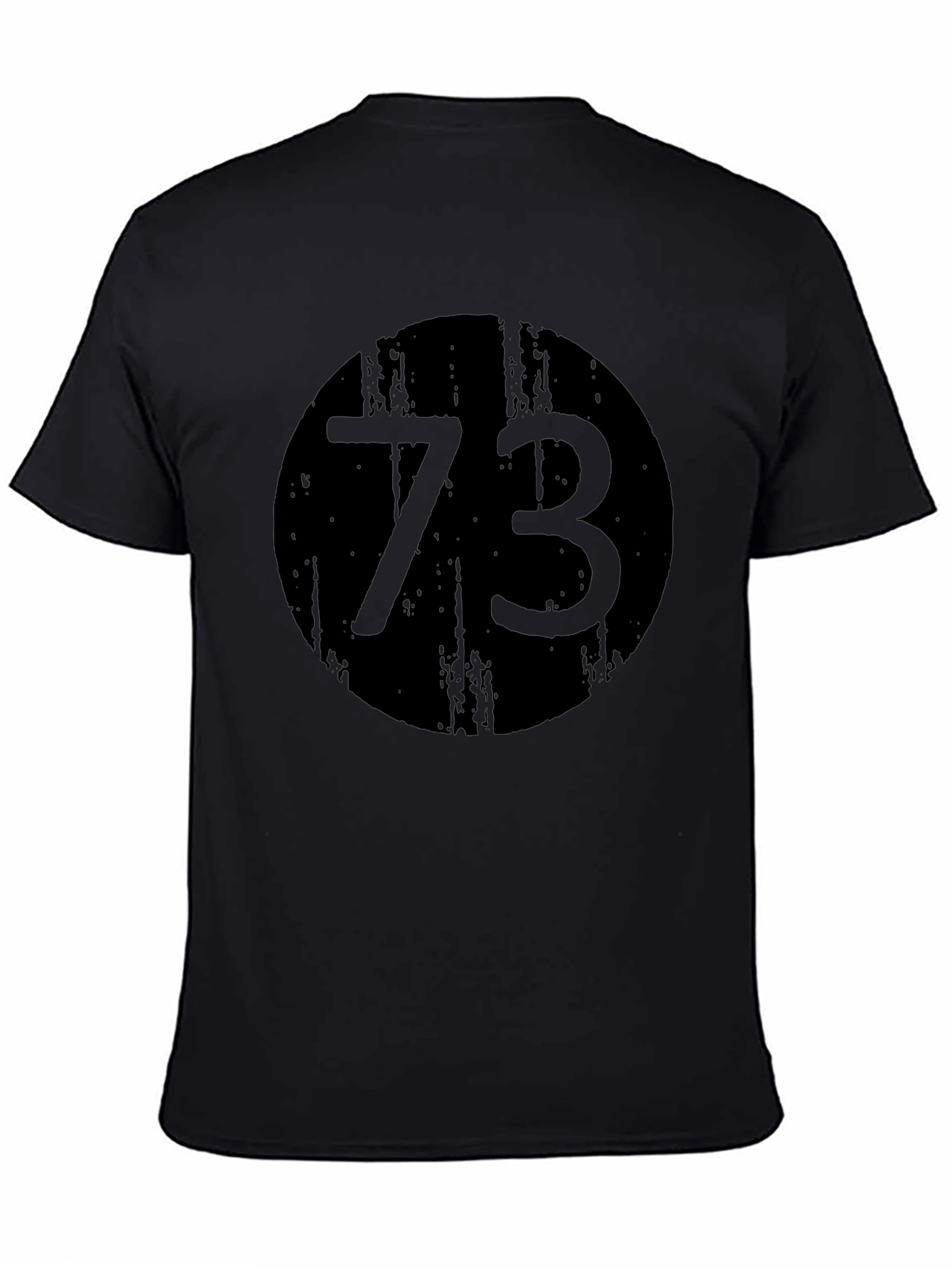 Mens Black T-Shirt - Number 73 Graphic Print