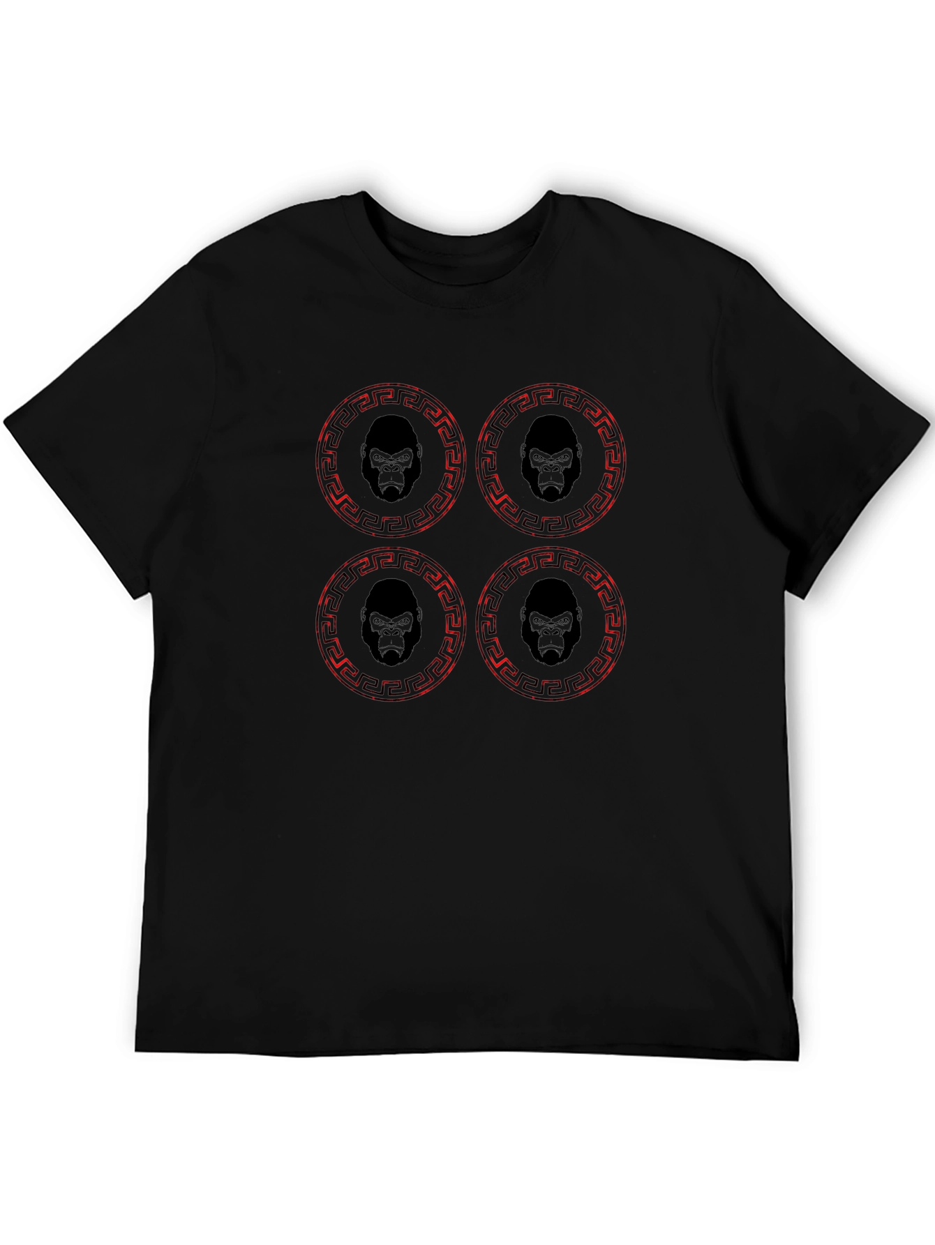 Gorilla Emblem T-Shirt - Red Pattern Black Tee
