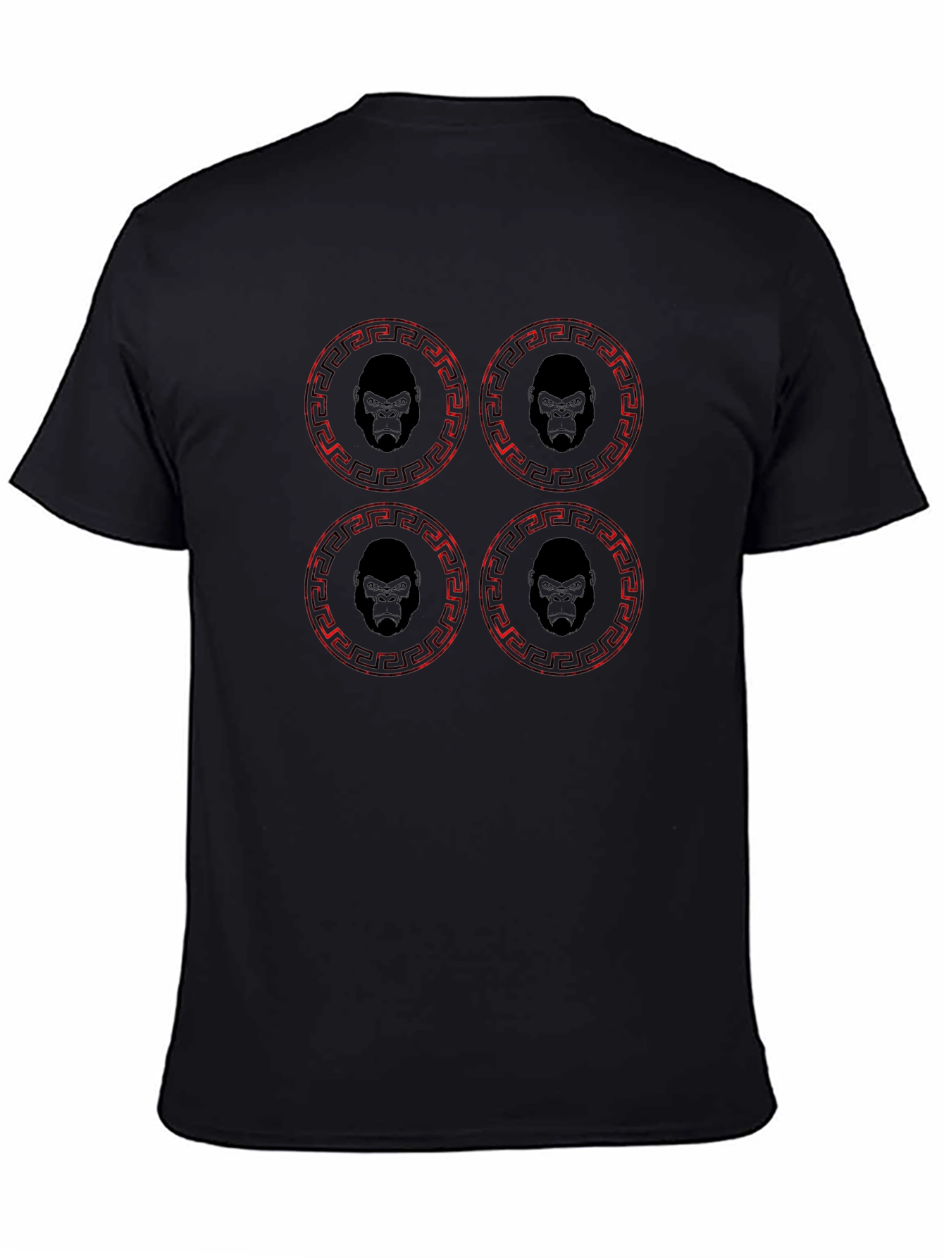 Gorilla Emblem T-Shirt - Red Pattern Black Tee