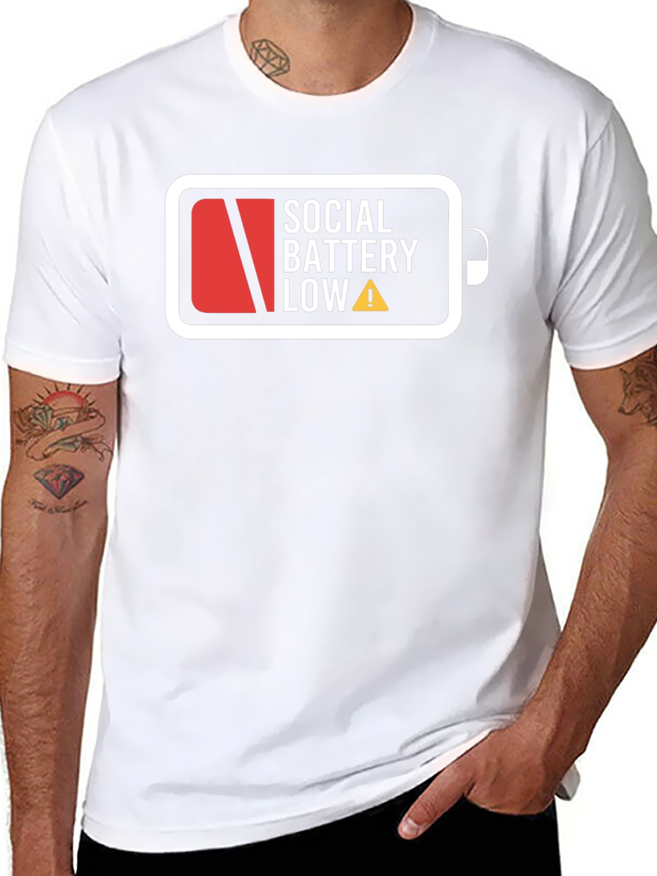 Social Battery Low Graphic T-Shirt - Black