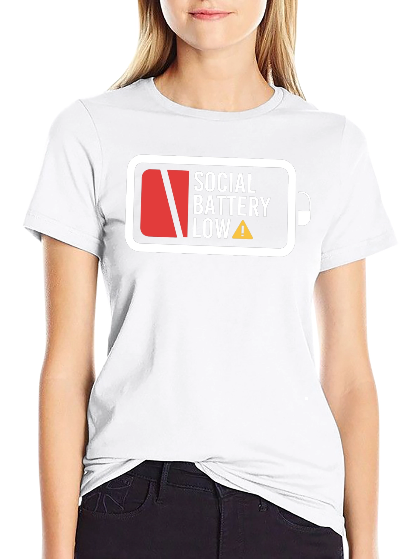 Social Battery Low Graphic T-Shirt - Black