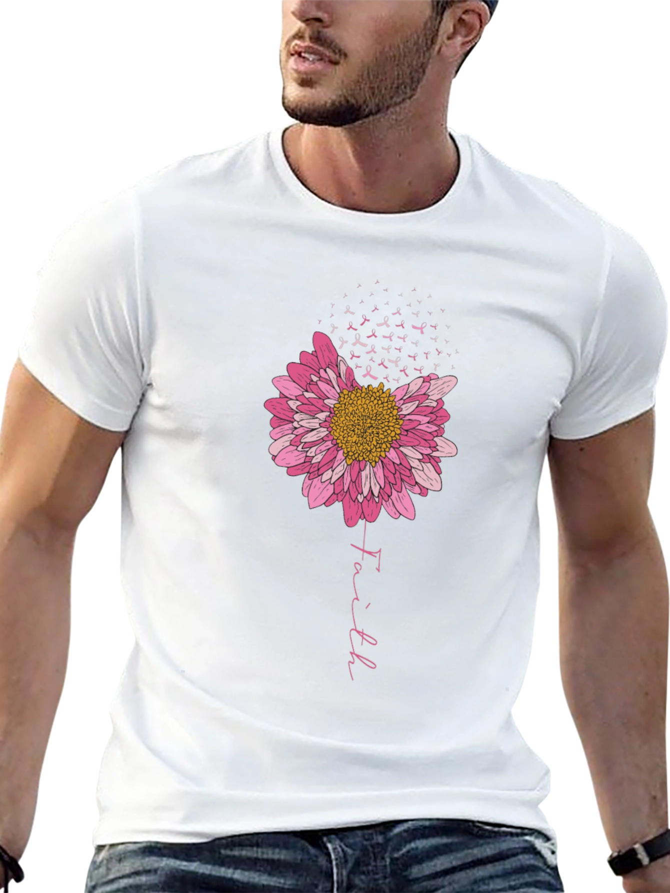 Faith Flower Breast Cancer Awareness Tee