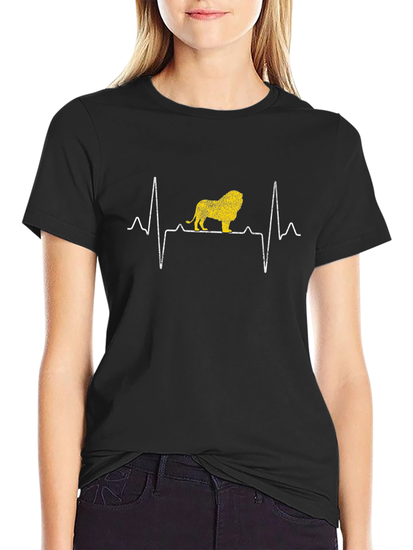 Lion Heartbeat T-Shirt - Black Graphic Tee