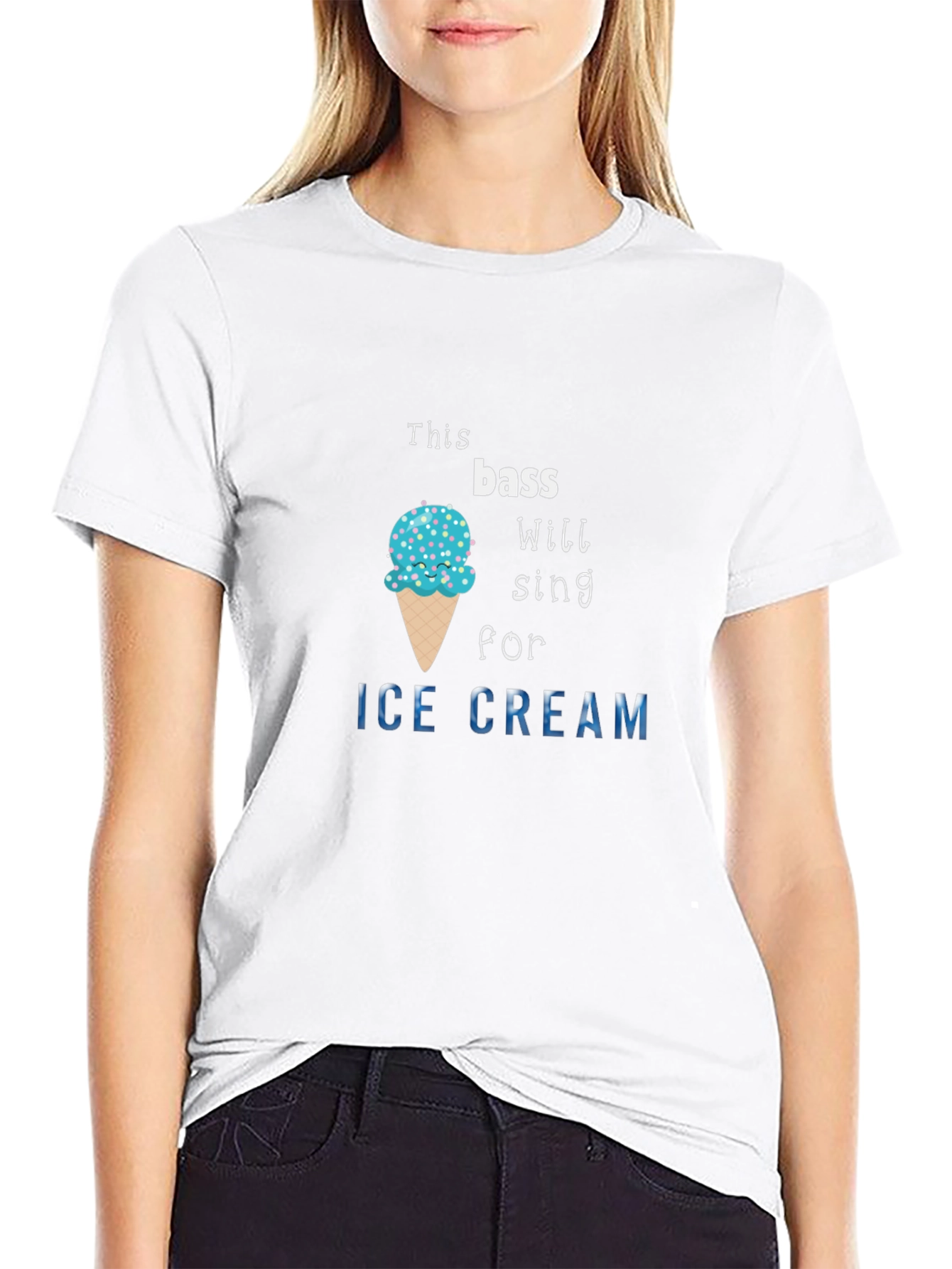 Bass Will Sing for Ice Cream Black T-Shirt