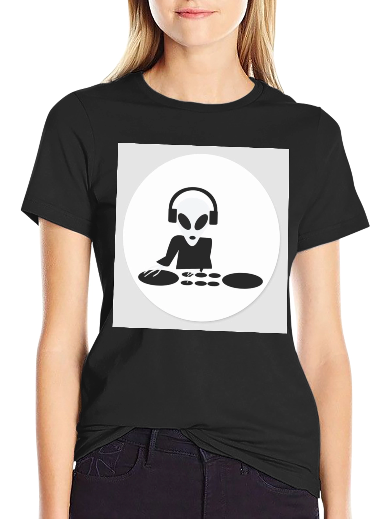 DJ Alien T-Shirt - Black Cotton Graphic Tee
