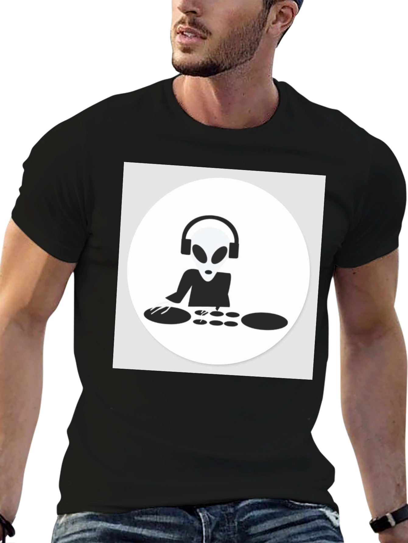 DJ Alien T-Shirt - Black Cotton Graphic Tee