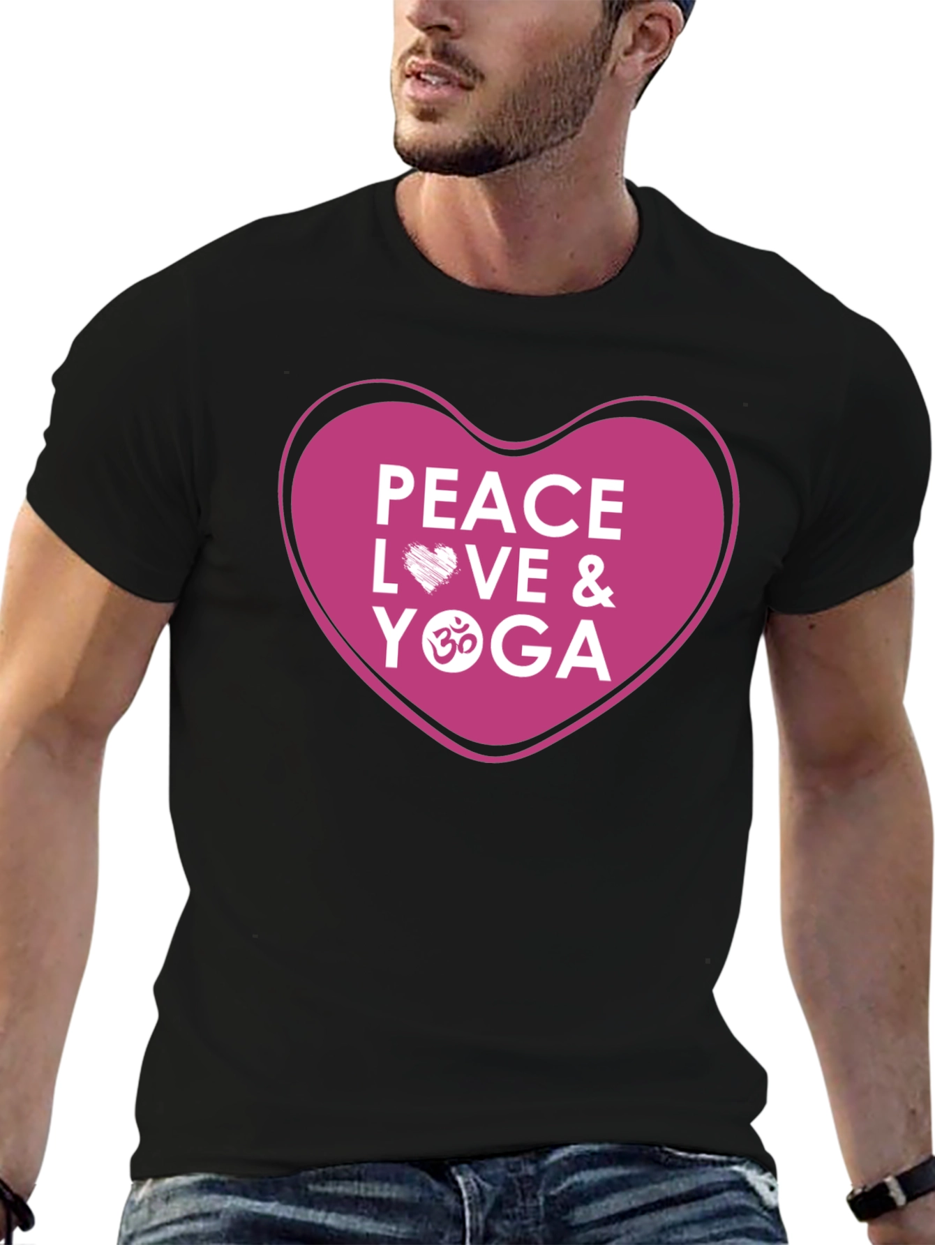 Peace Love Yoga T-Shirt - Black Cotton Blend