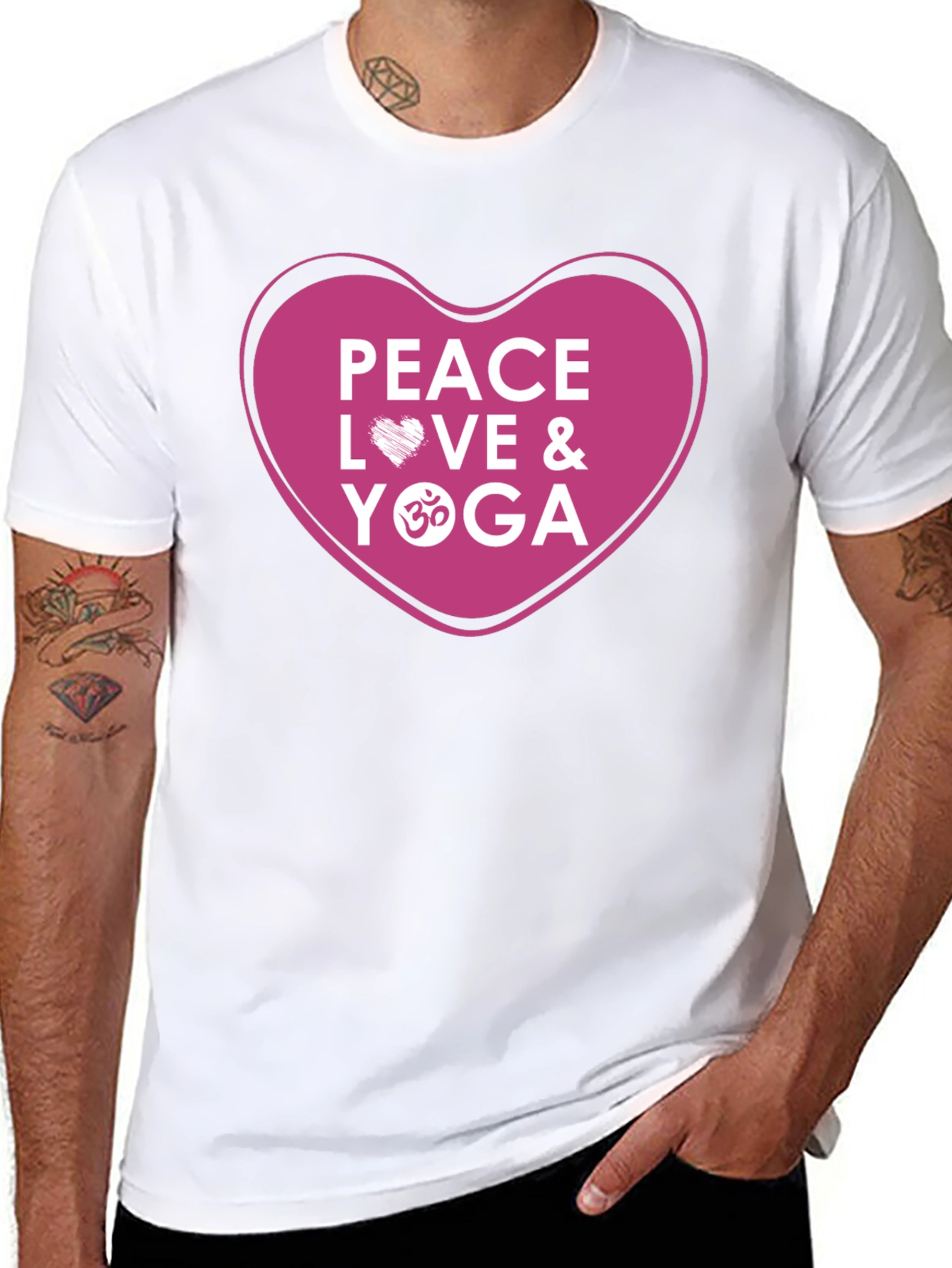 Peace Love Yoga T-Shirt - Black Cotton Blend