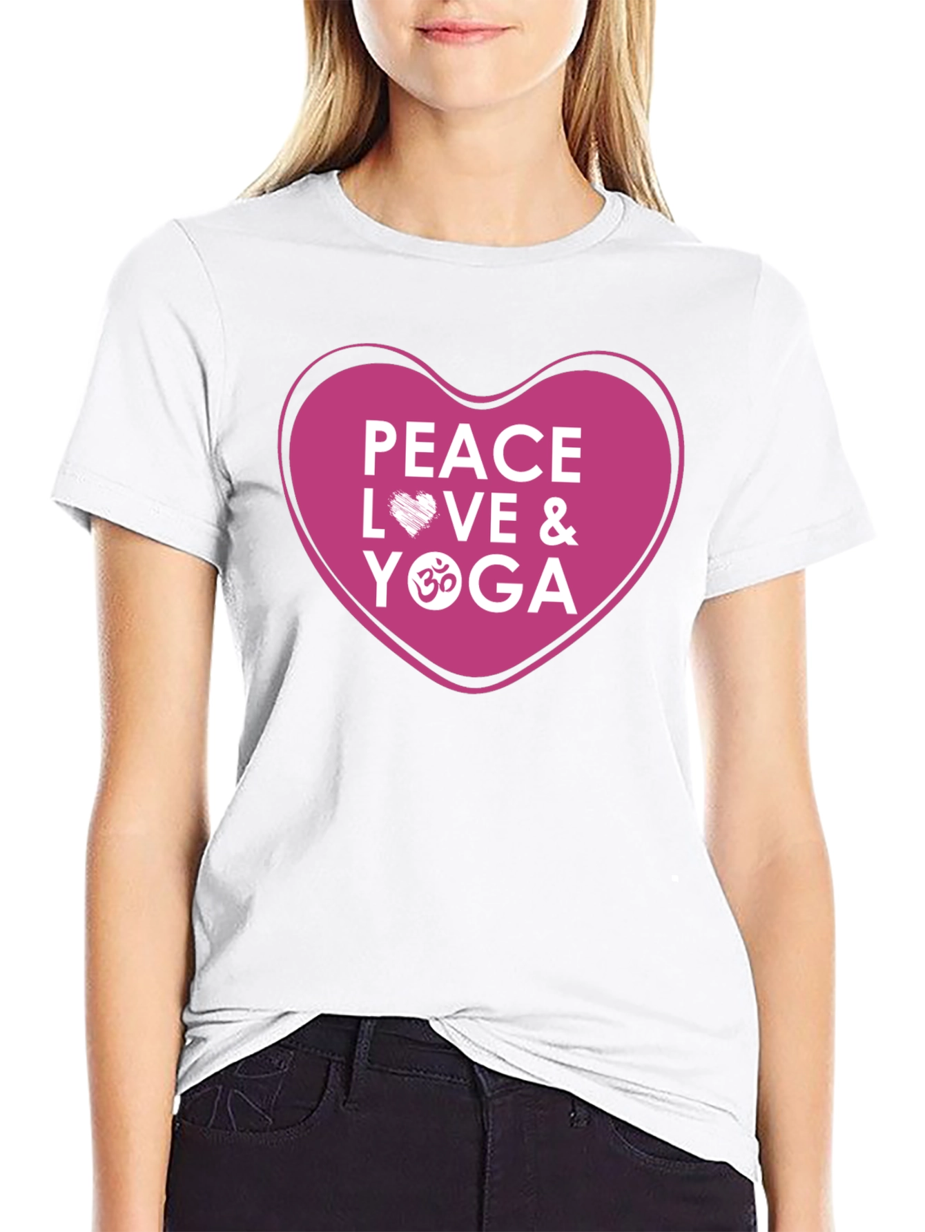 Peace Love Yoga T-Shirt - Black Cotton Blend