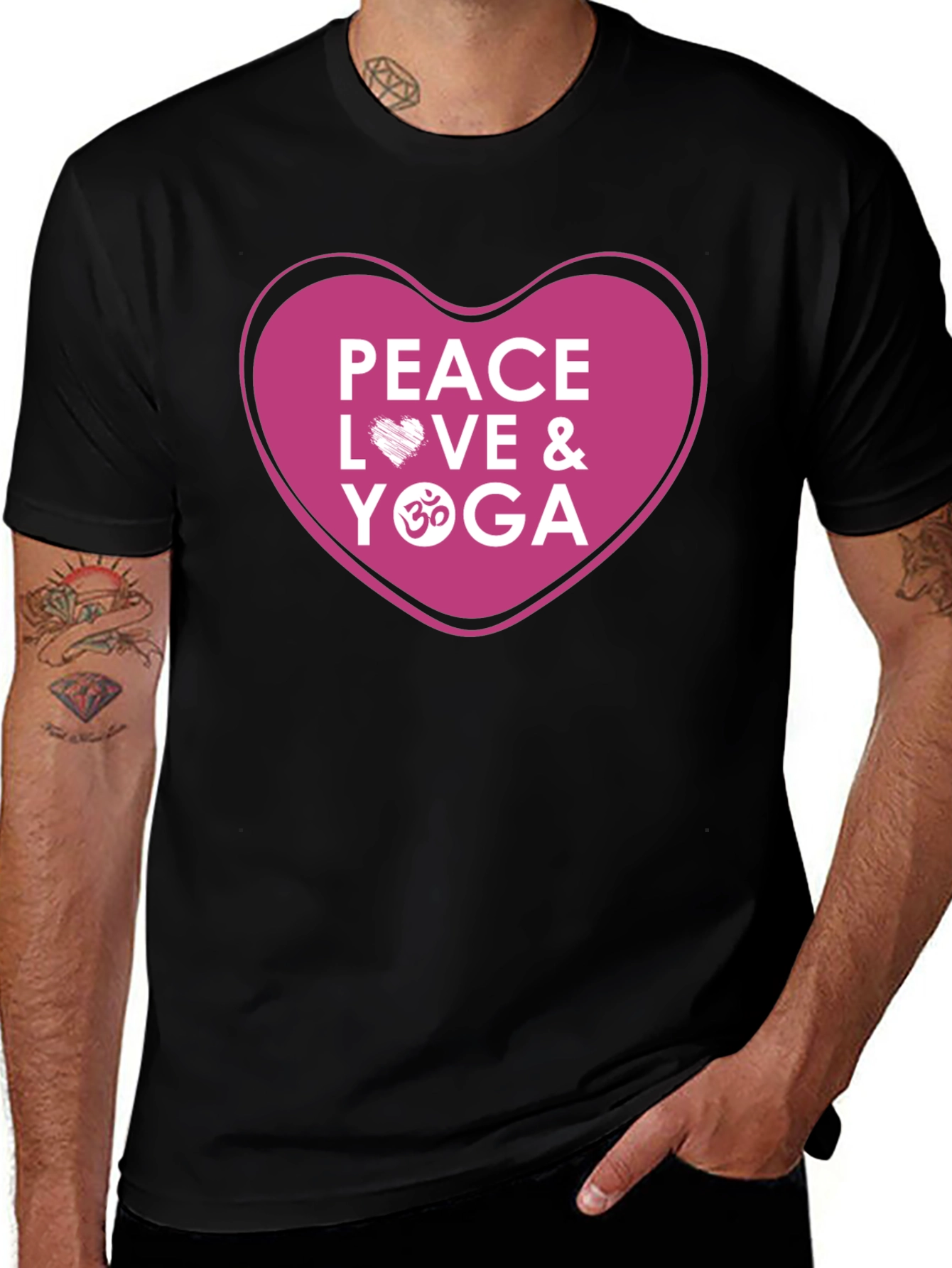 Peace Love Yoga T-Shirt - Black Cotton Blend