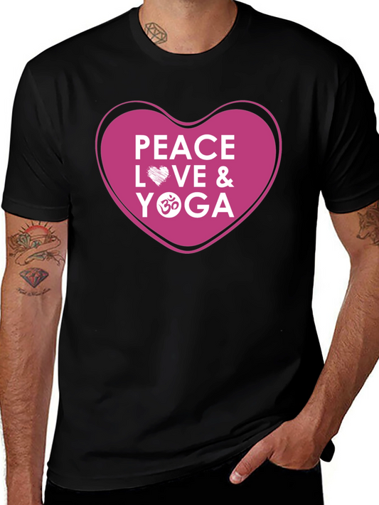 Peace Love Yoga T-Shirt - Black Cotton Blend
