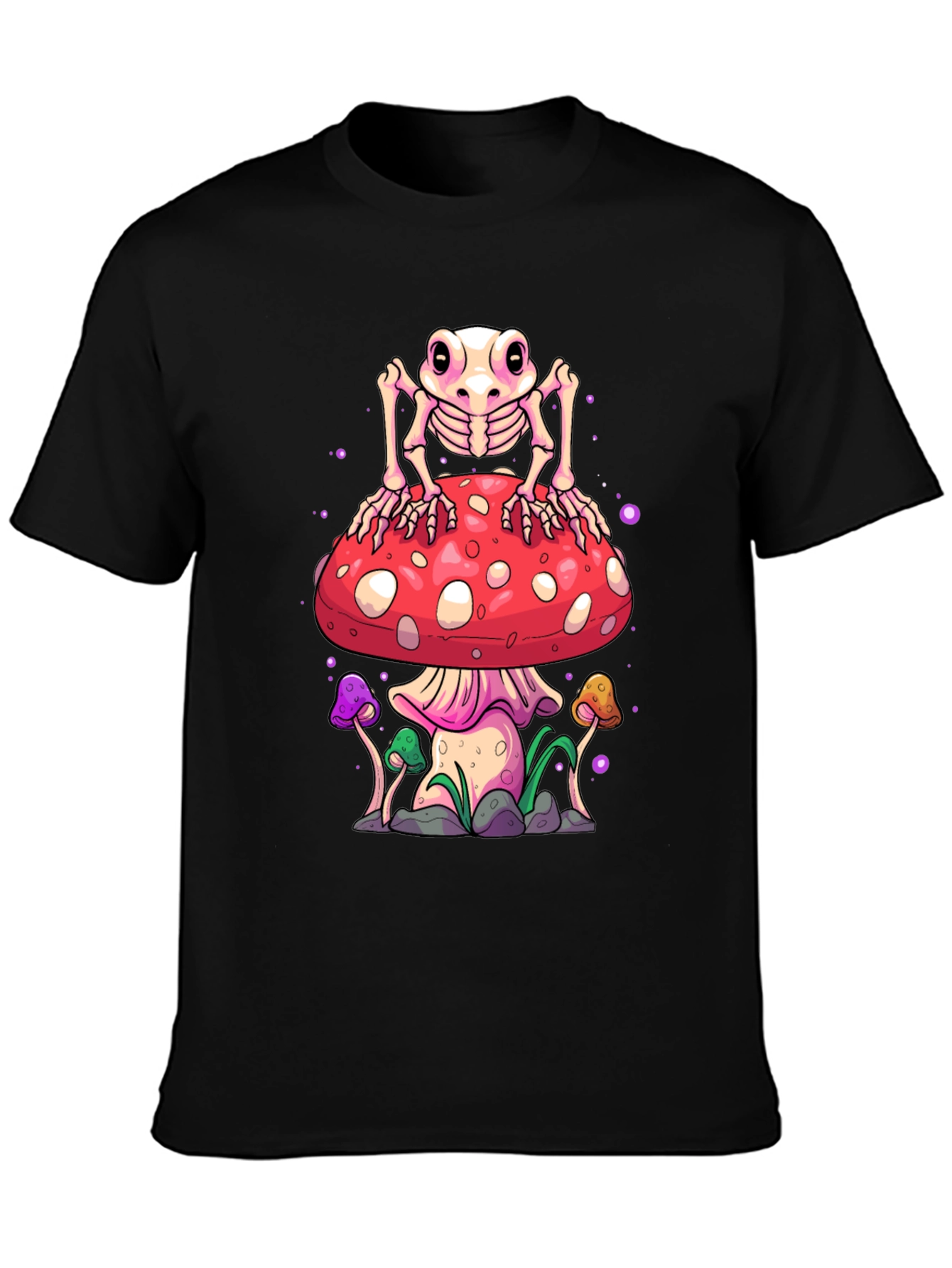 Skeleton Frog on Mushroom Graphic Tee