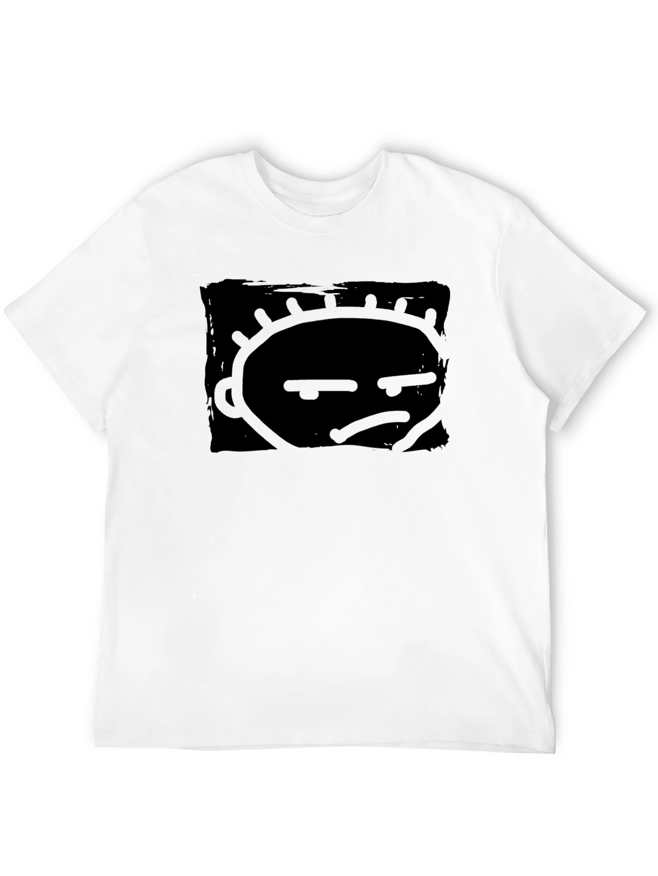 Grumpy Face Graphic Print Black T-Shirt