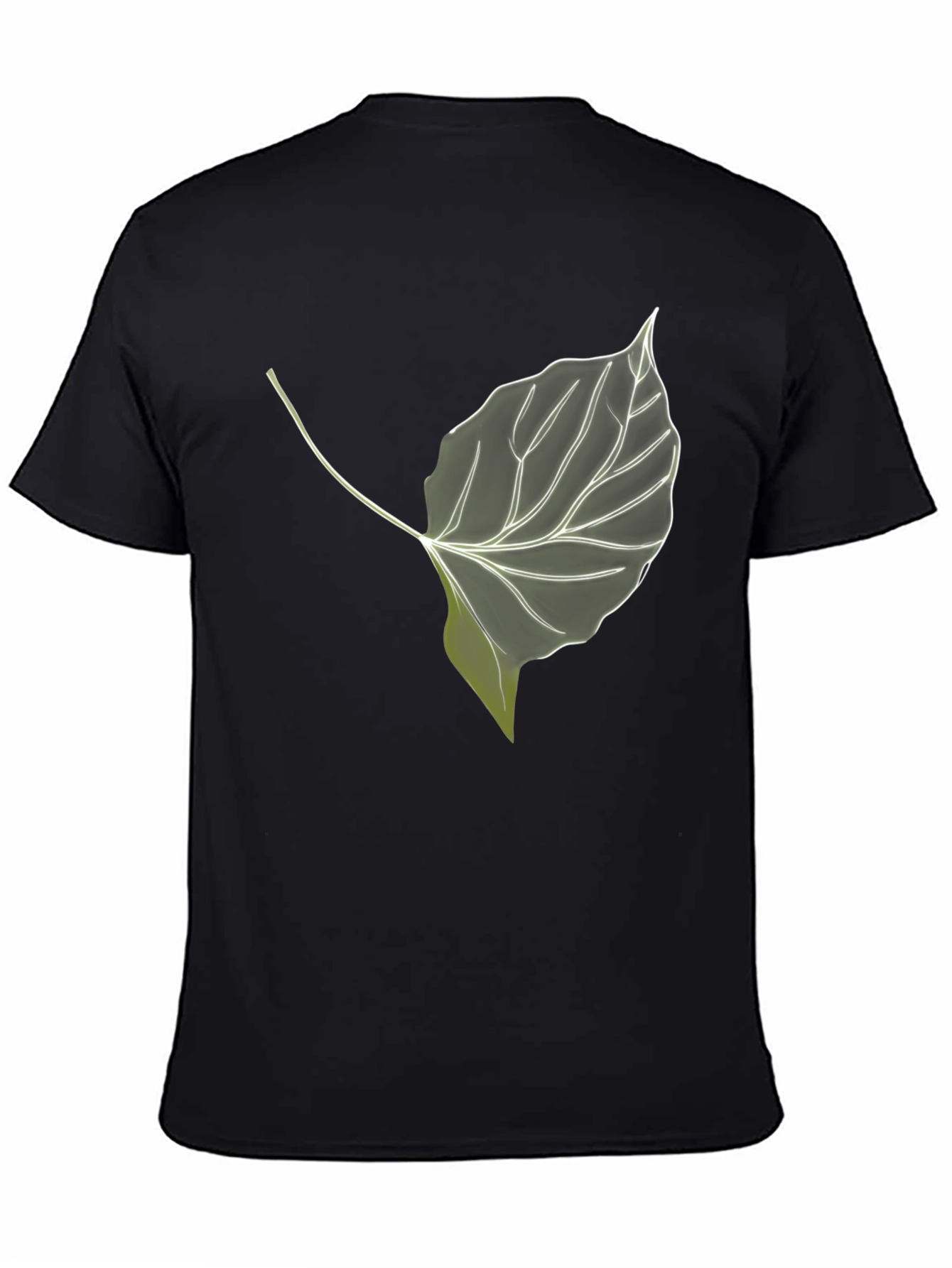 Leaf Print Black T-Shirt - Nature Inspired Style