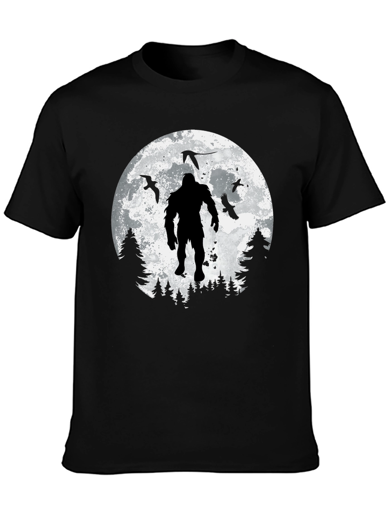 Bigfoot Moon Graphic T-Shirt - Black