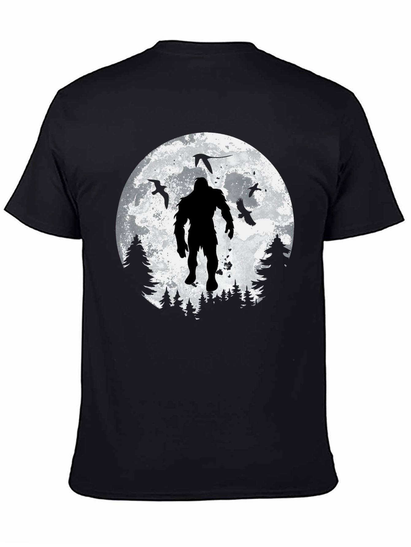 Bigfoot Moon Graphic T-Shirt - Black