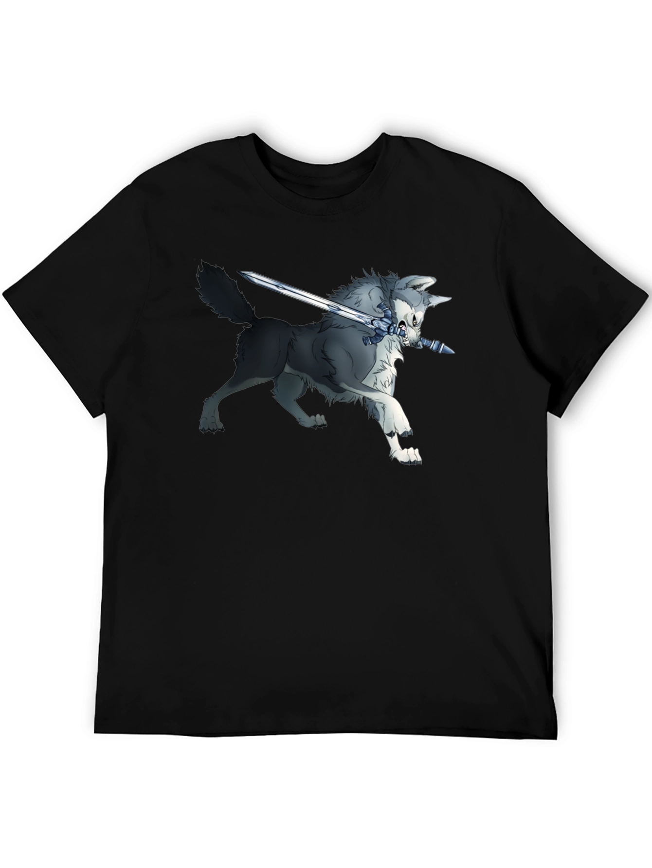 Wolf and Sword Graphic T-Shirt - Black