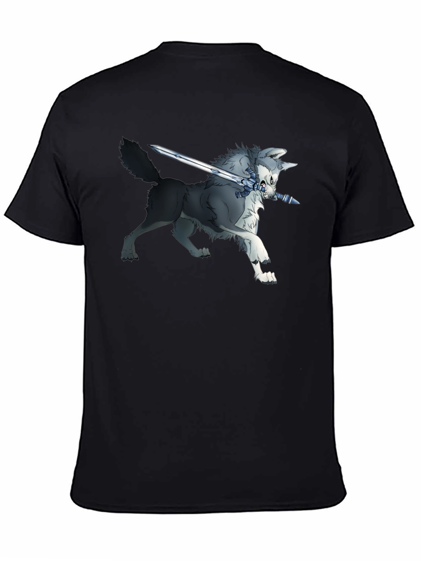 Wolf and Sword Graphic T-Shirt - Black