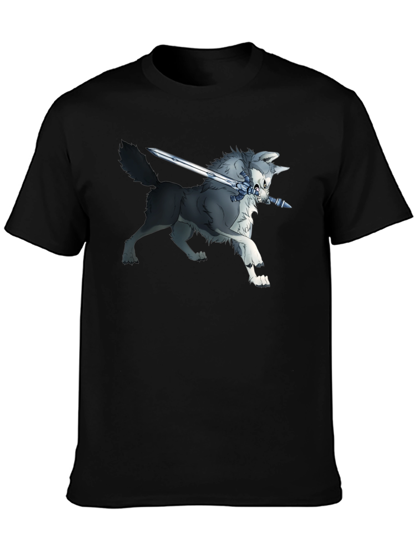 Wolf and Sword Graphic T-Shirt - Black