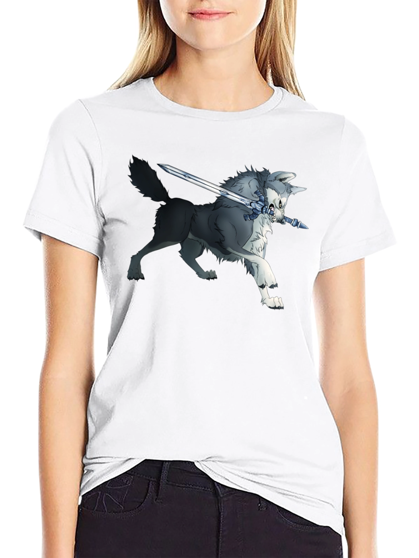 Wolf and Sword Graphic T-Shirt - Black