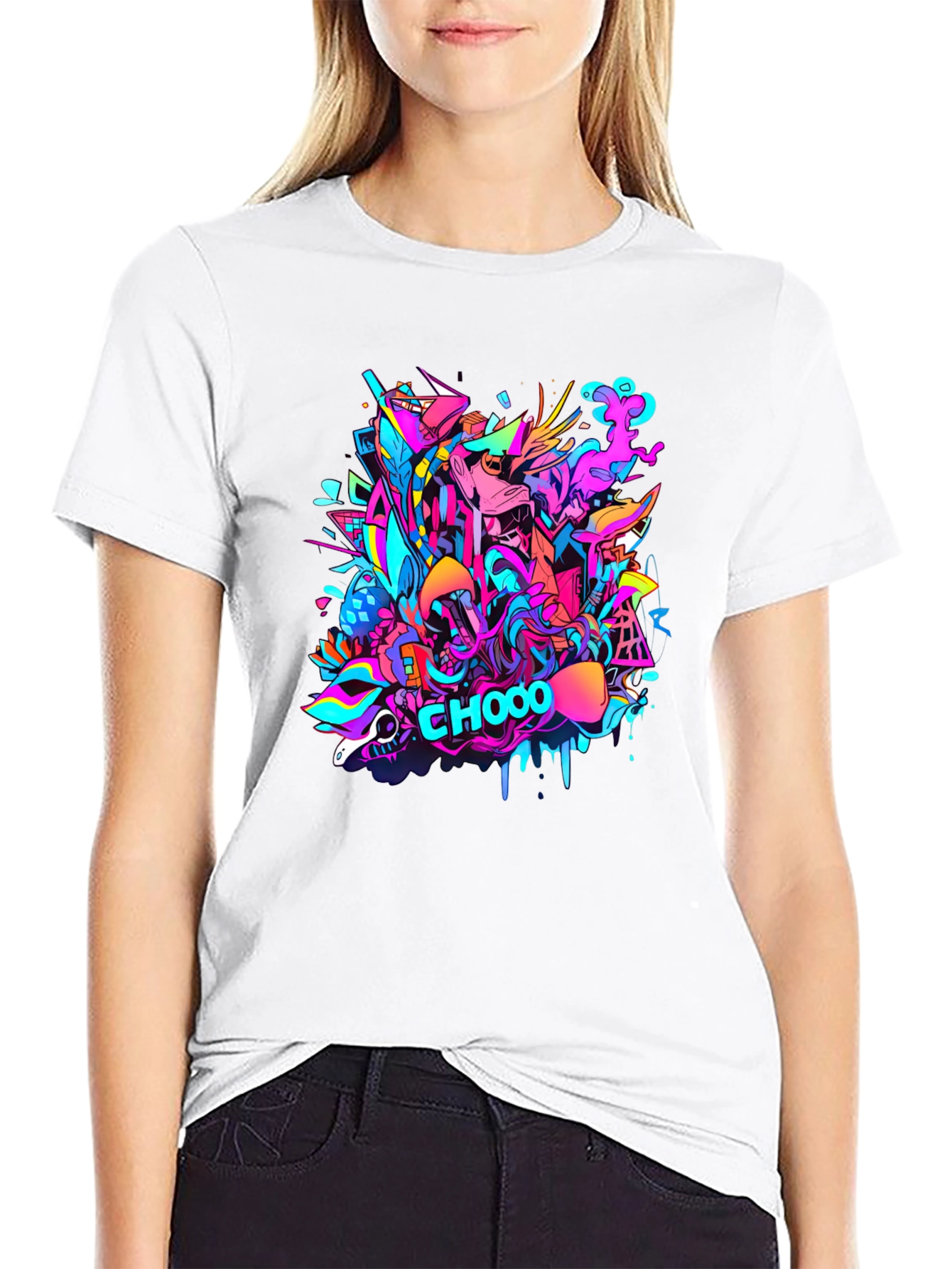 Vibrant Graffiti Art Black T-Shirt - CHOOO