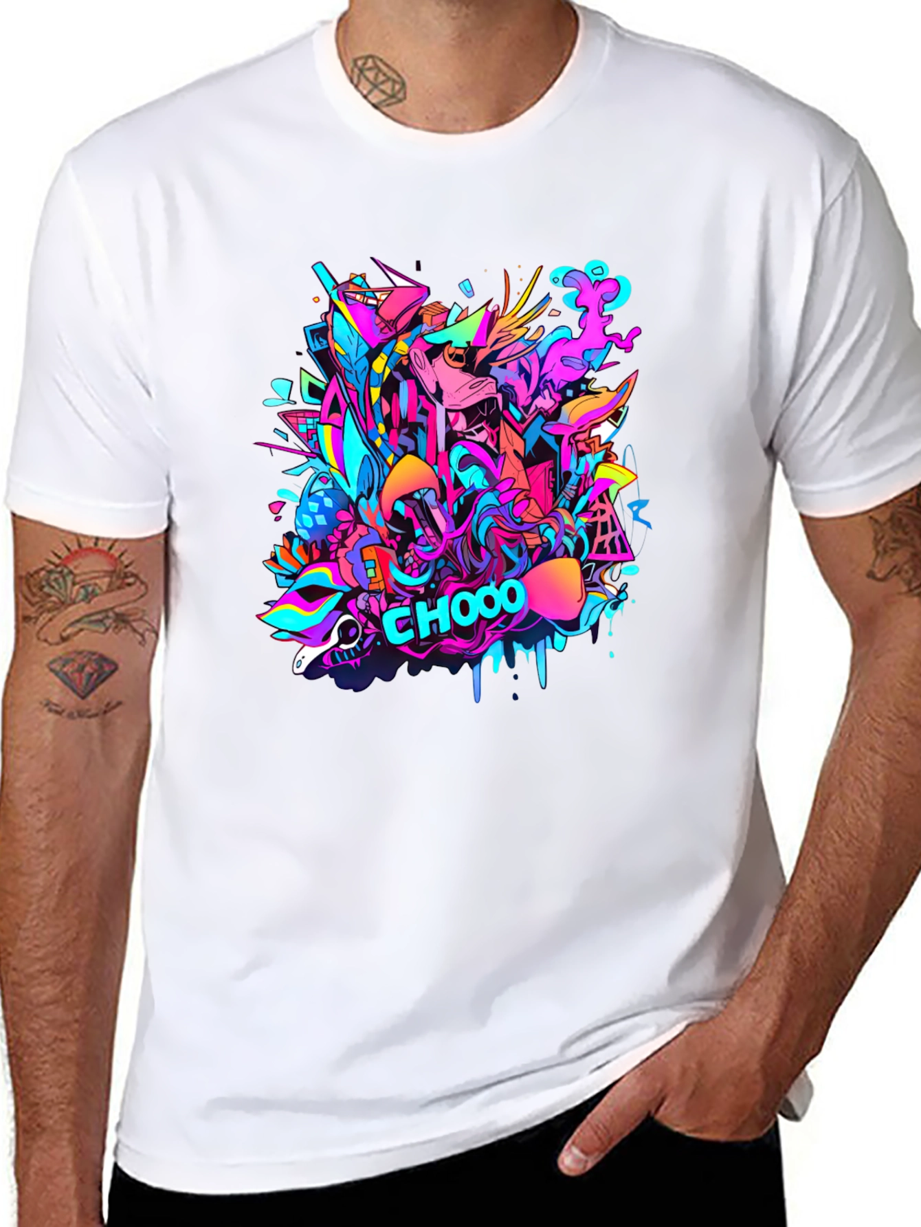 Vibrant Graffiti Art Black T-Shirt - CHOOO
