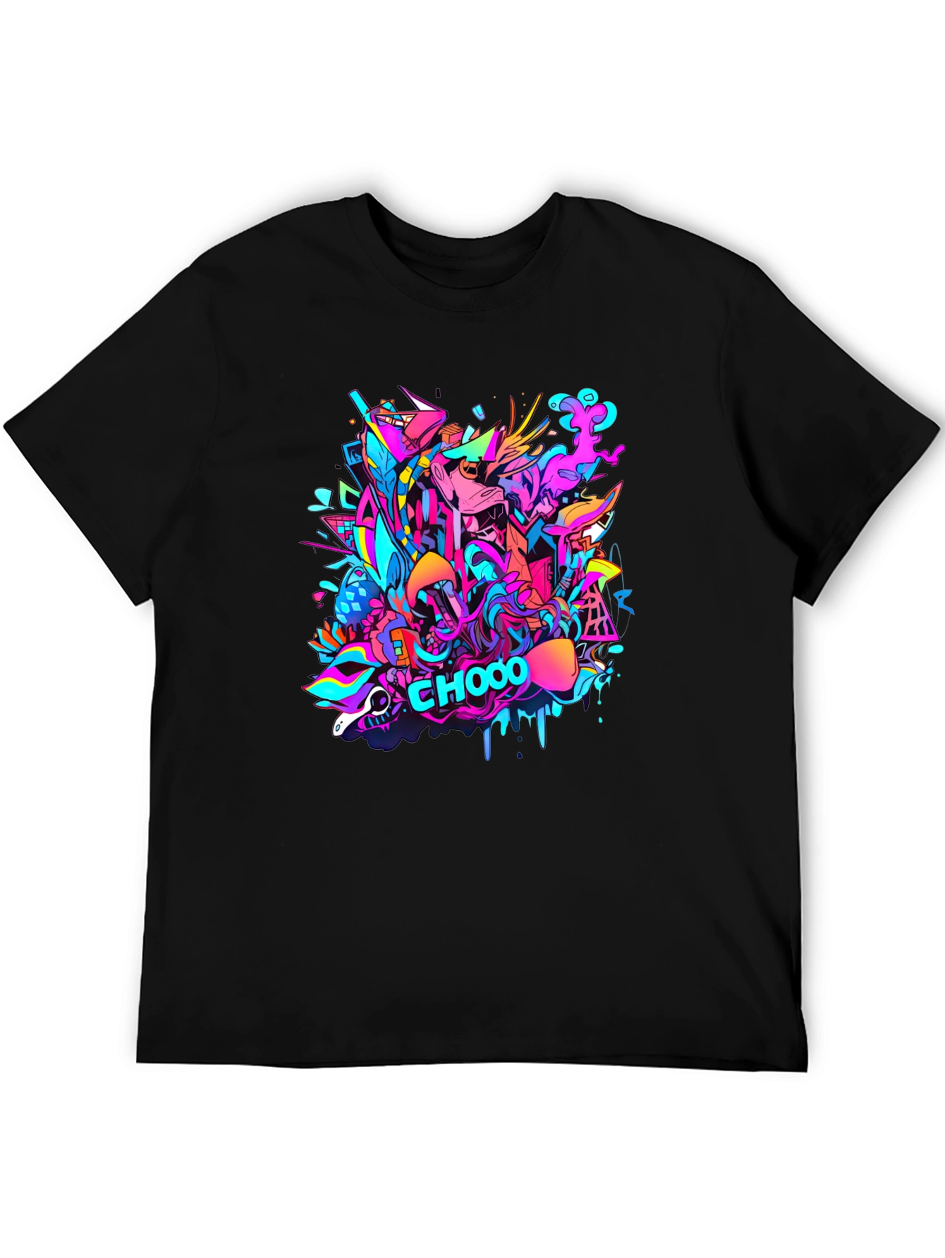 Vibrant Graffiti Art Black T-Shirt - CHOOO